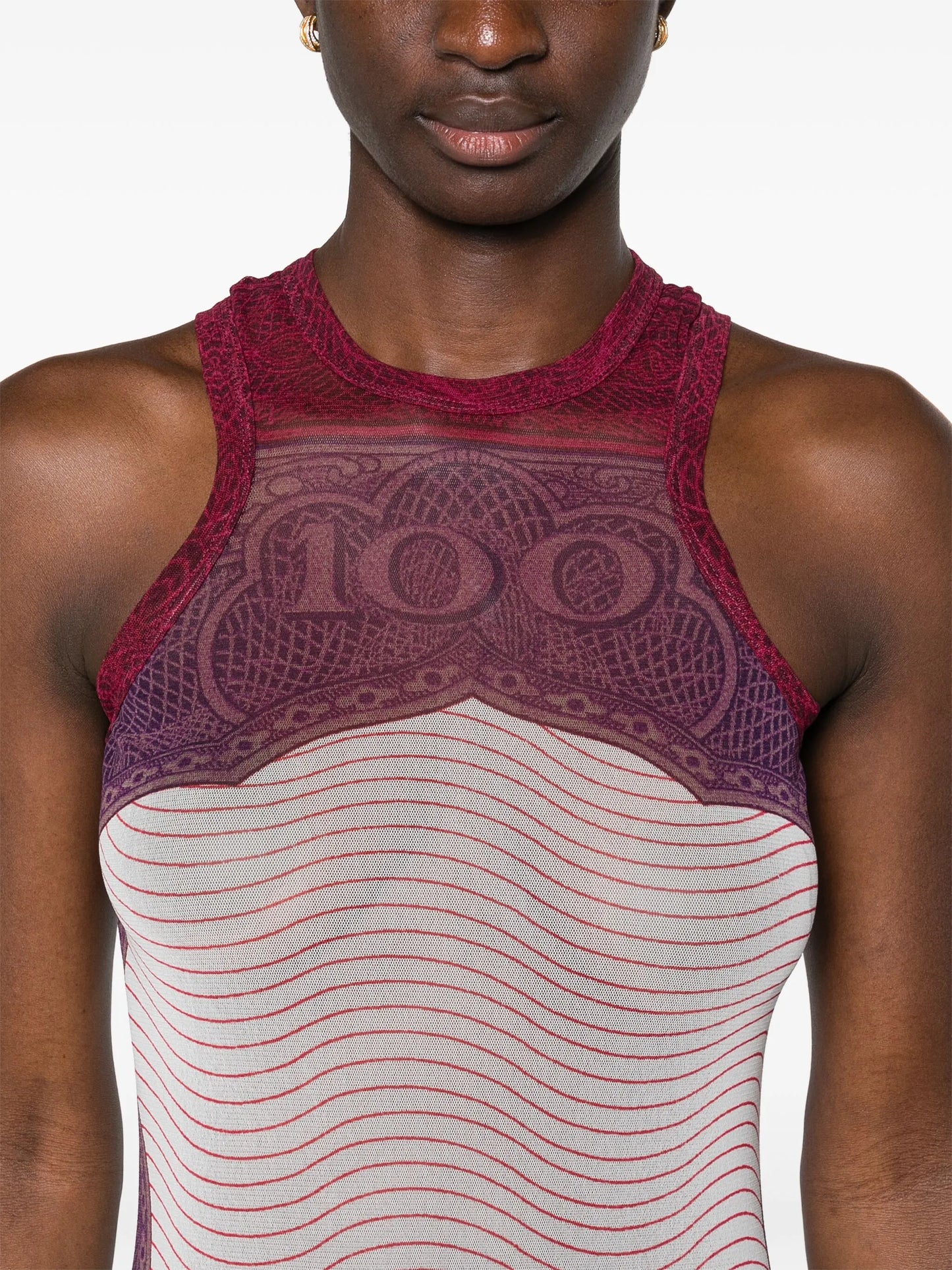 Cartouche-print tulle mini dress