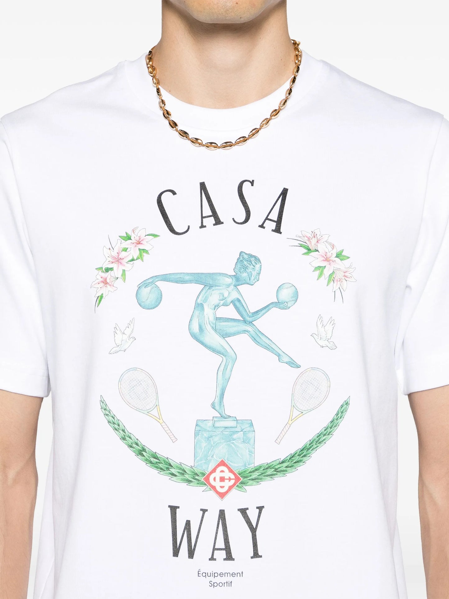 Statue En Marbre-print cotton T-shirt