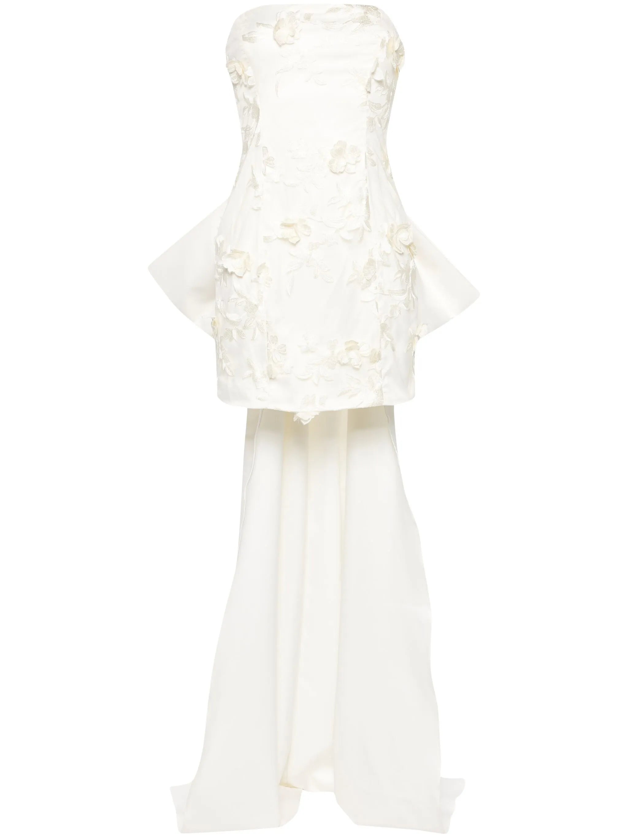 floral-appliqué tulle minidress