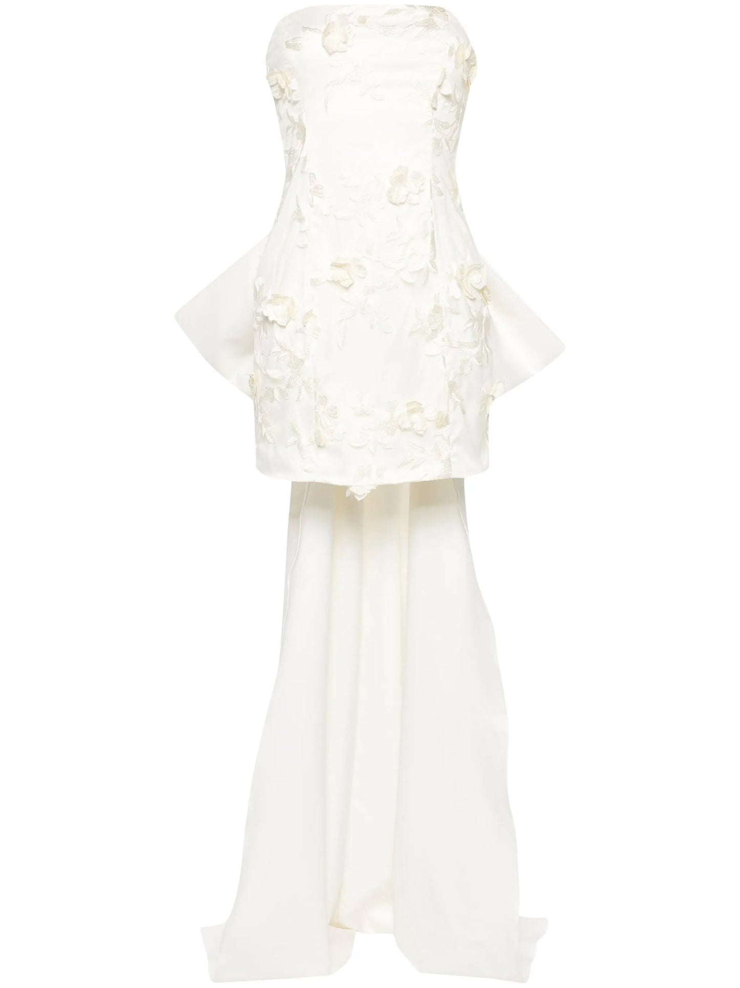 floral-appliqué tulle minidress
