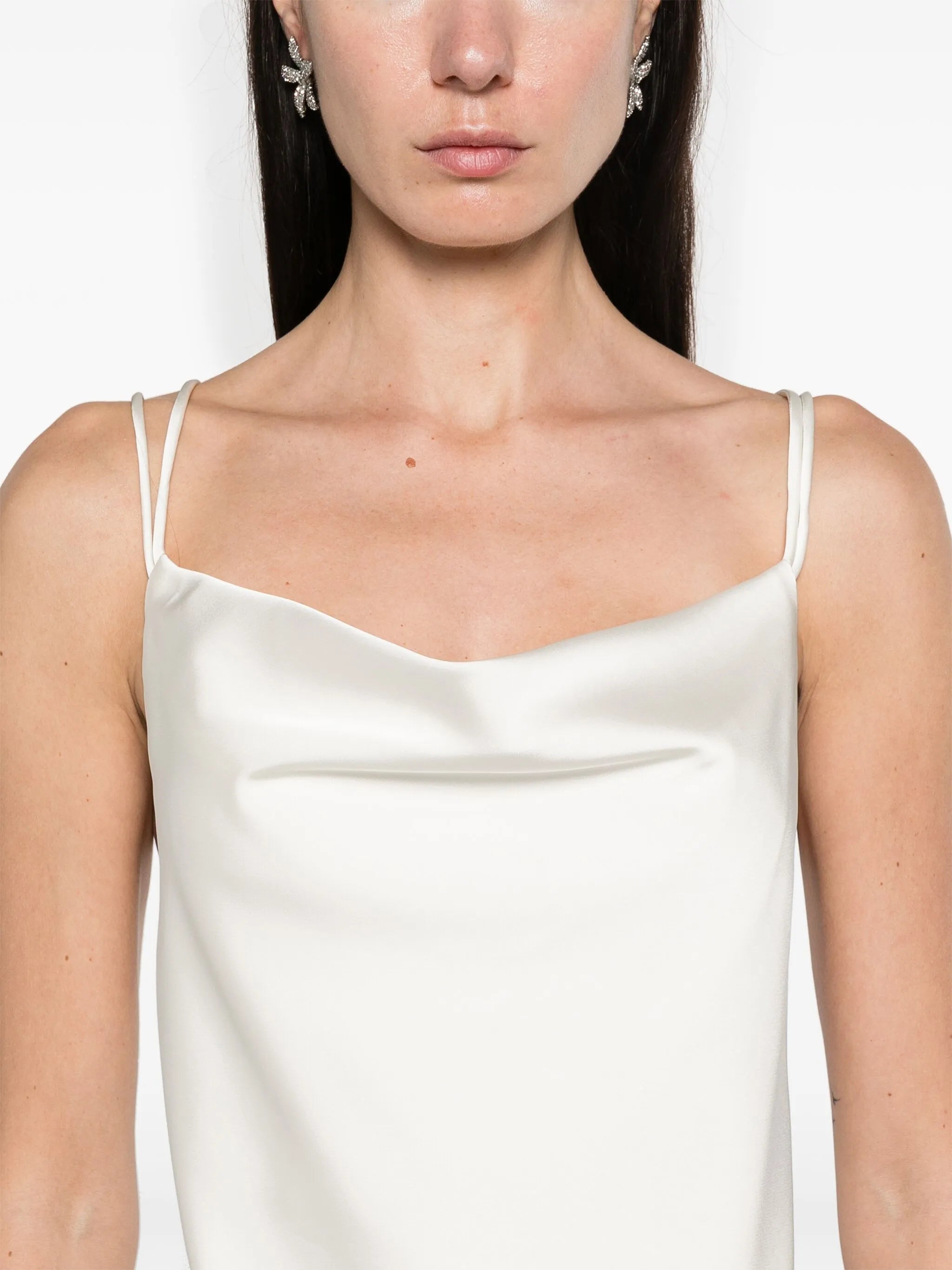 cowl-neck satin slip dress