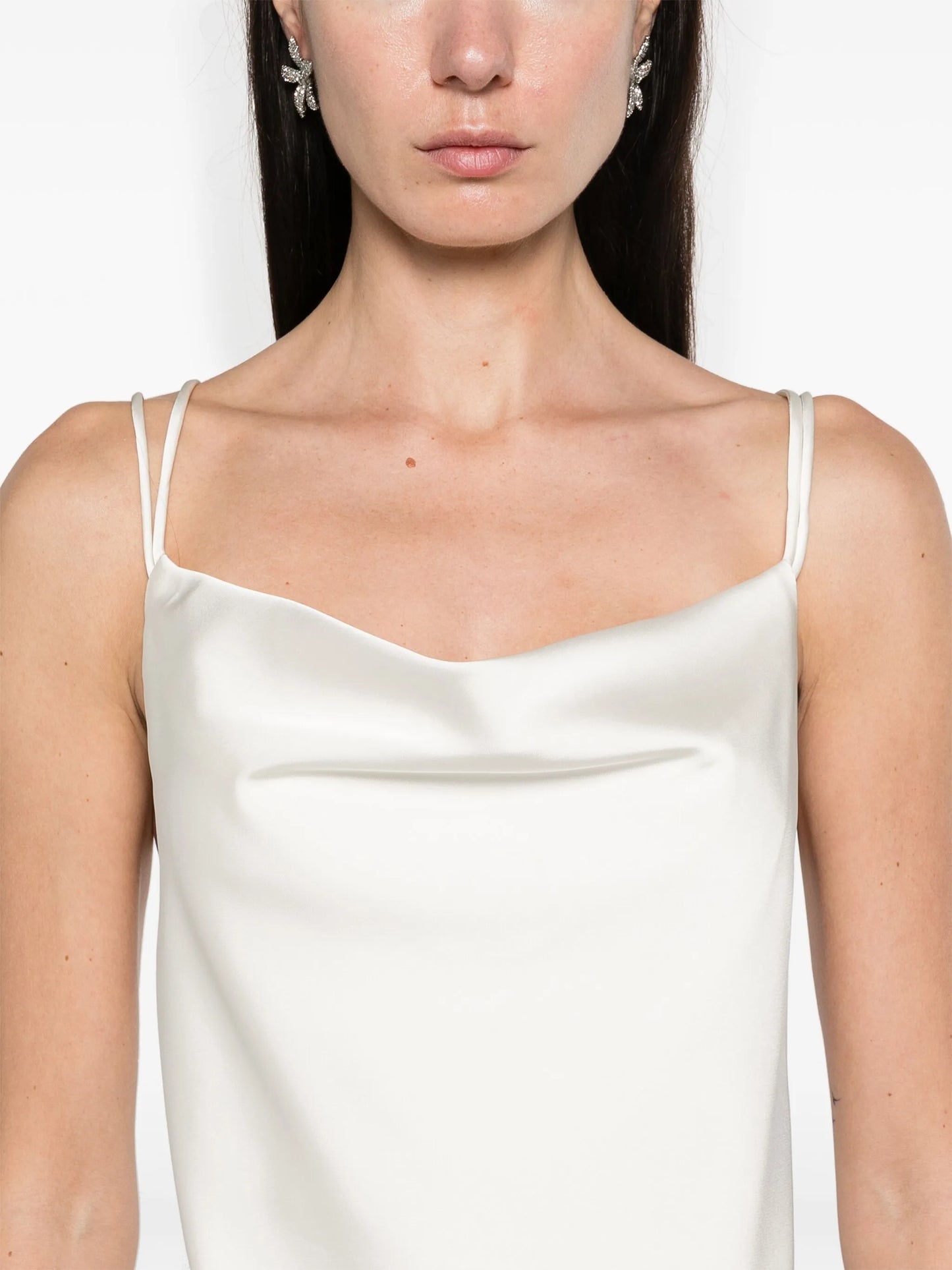 cowl-neck satin slip dress
