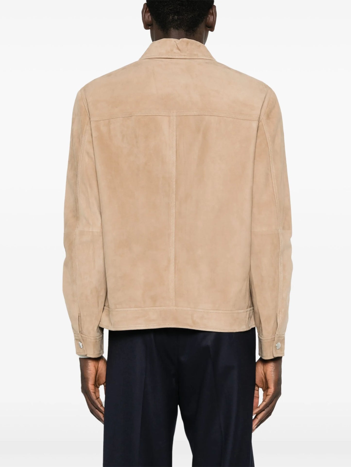 press-stud leather shirt jacket