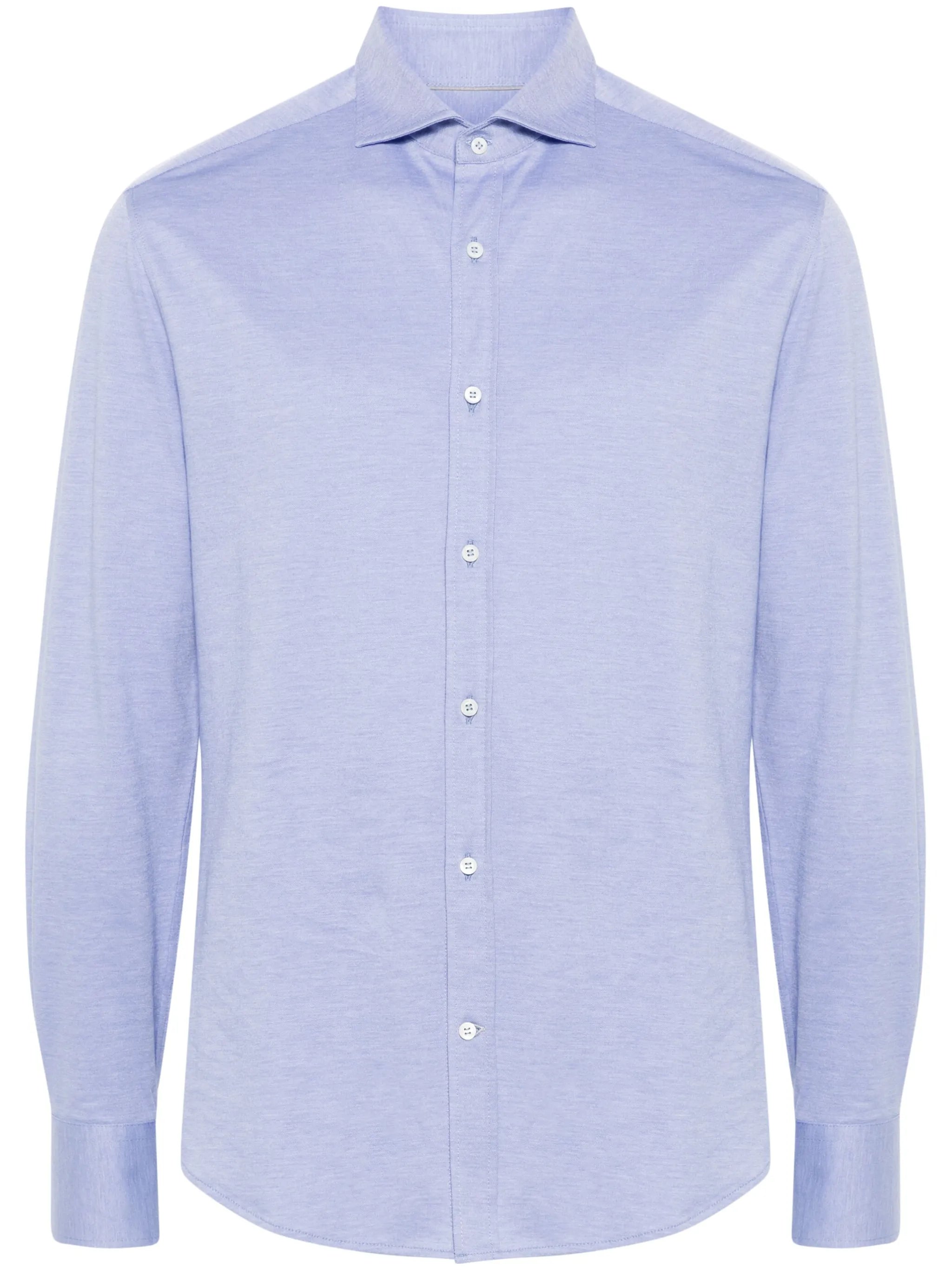 spread-collar cotton shirt