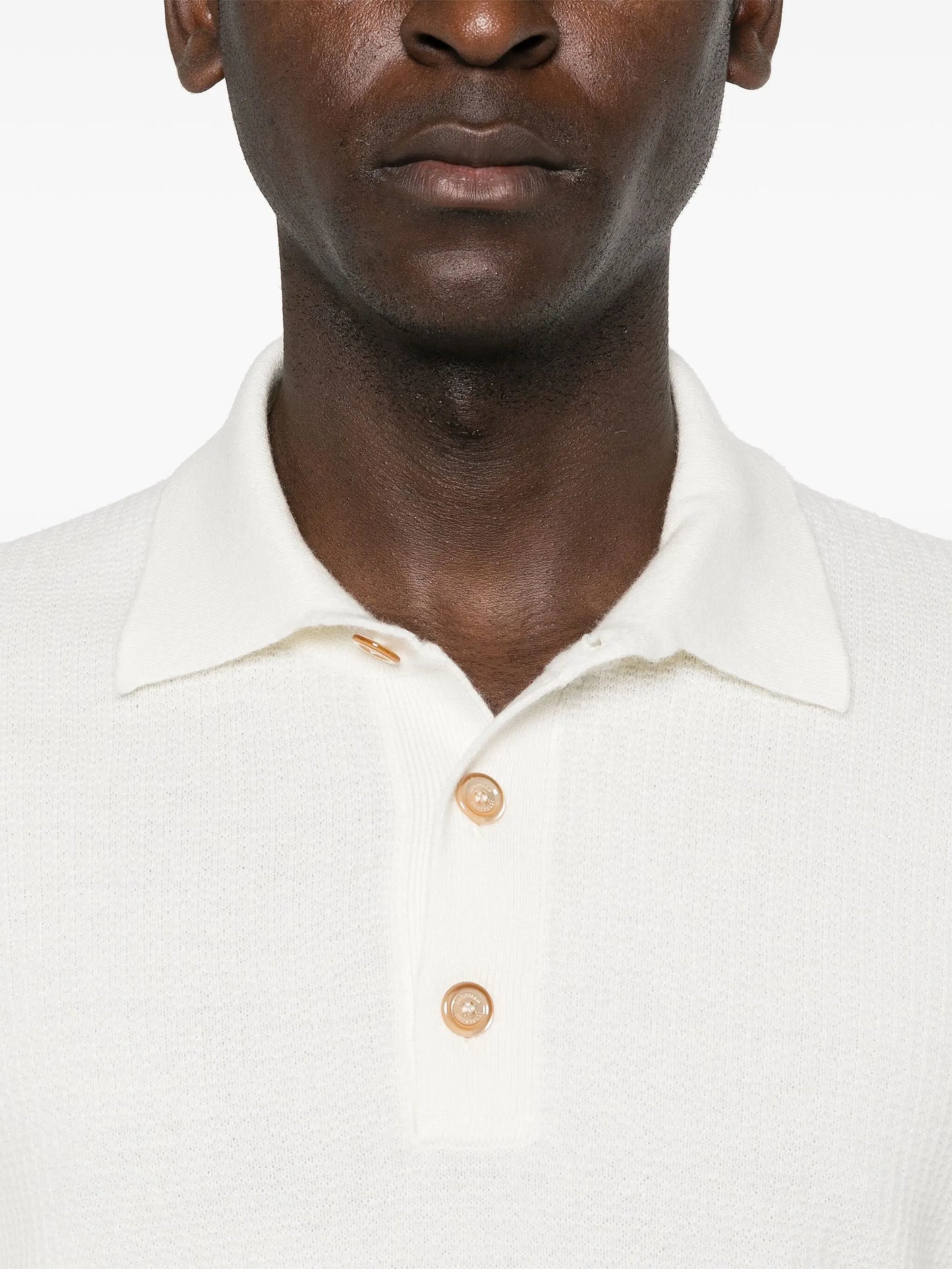 waffle-knit cashmere polo shirt