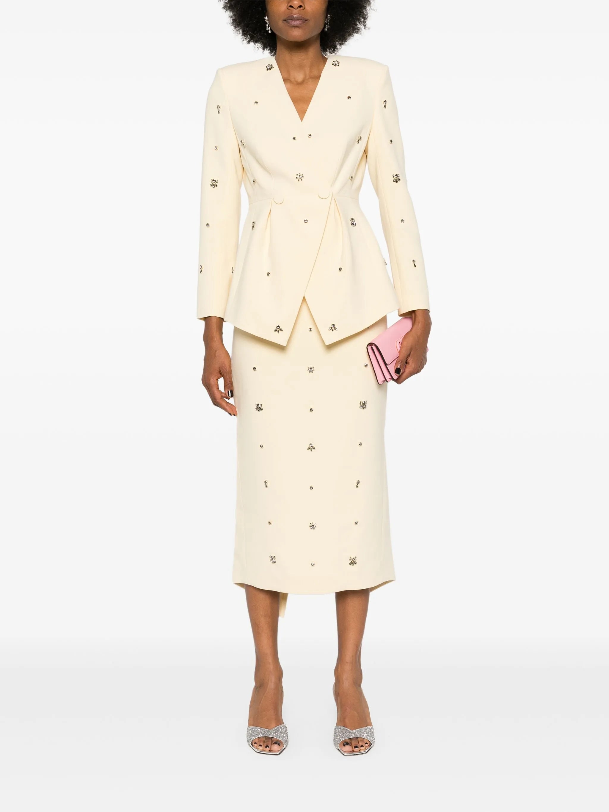 Thalia crepe midi skirt