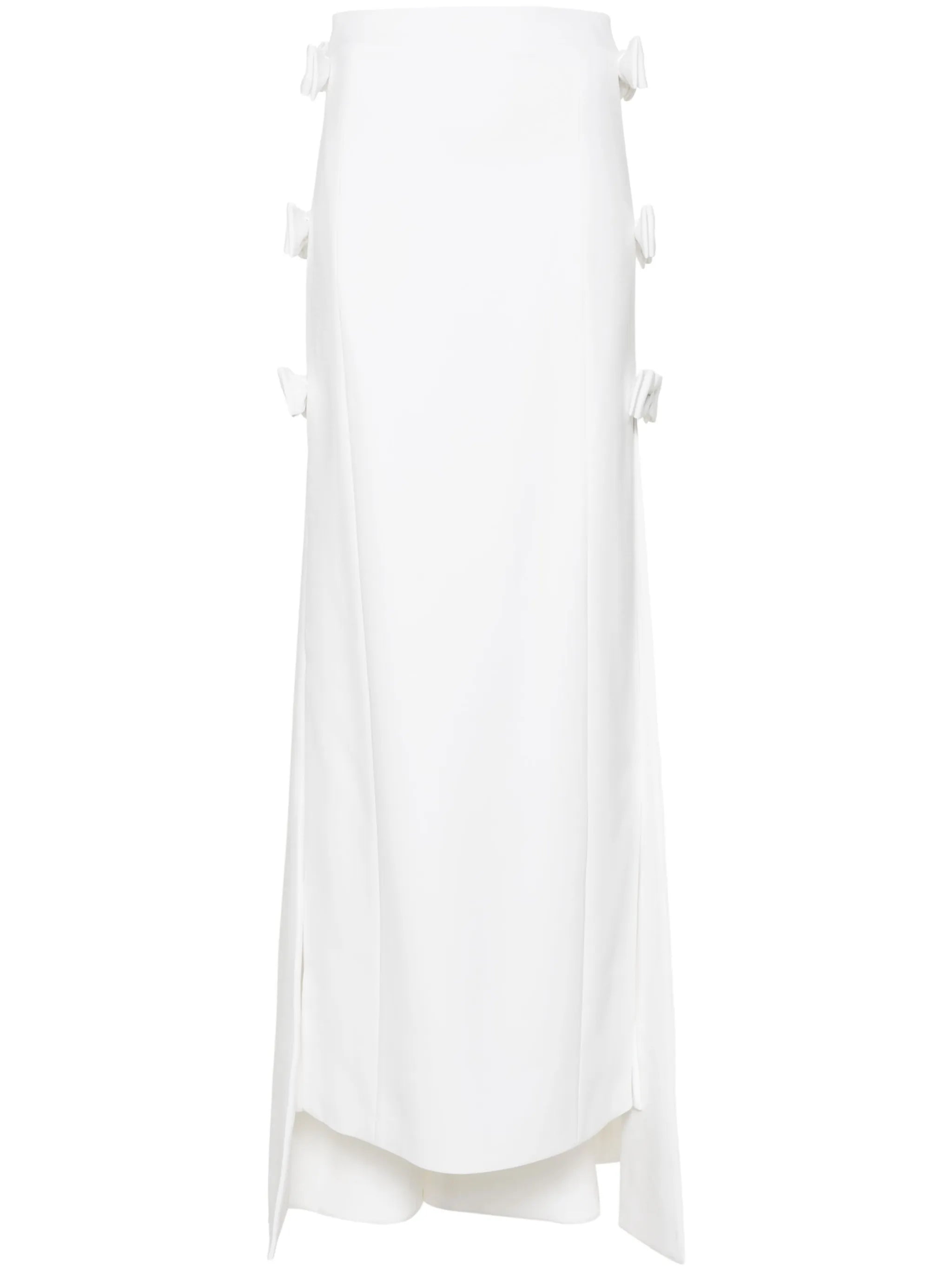 Sabina bow-detail crepe midi skirt