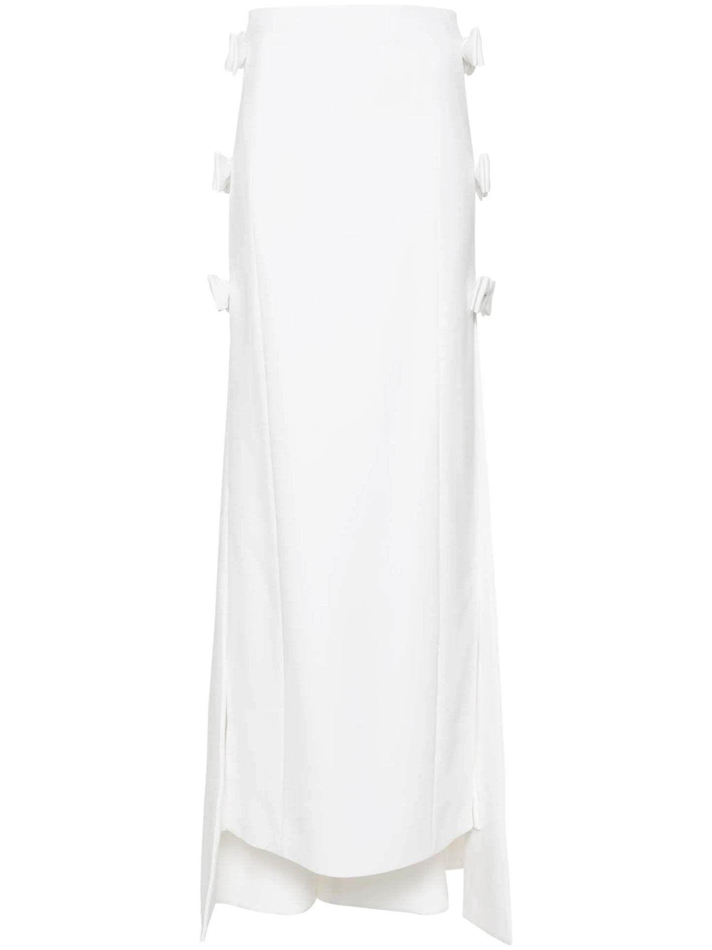 Sabina bow-detail crepe midi skirt