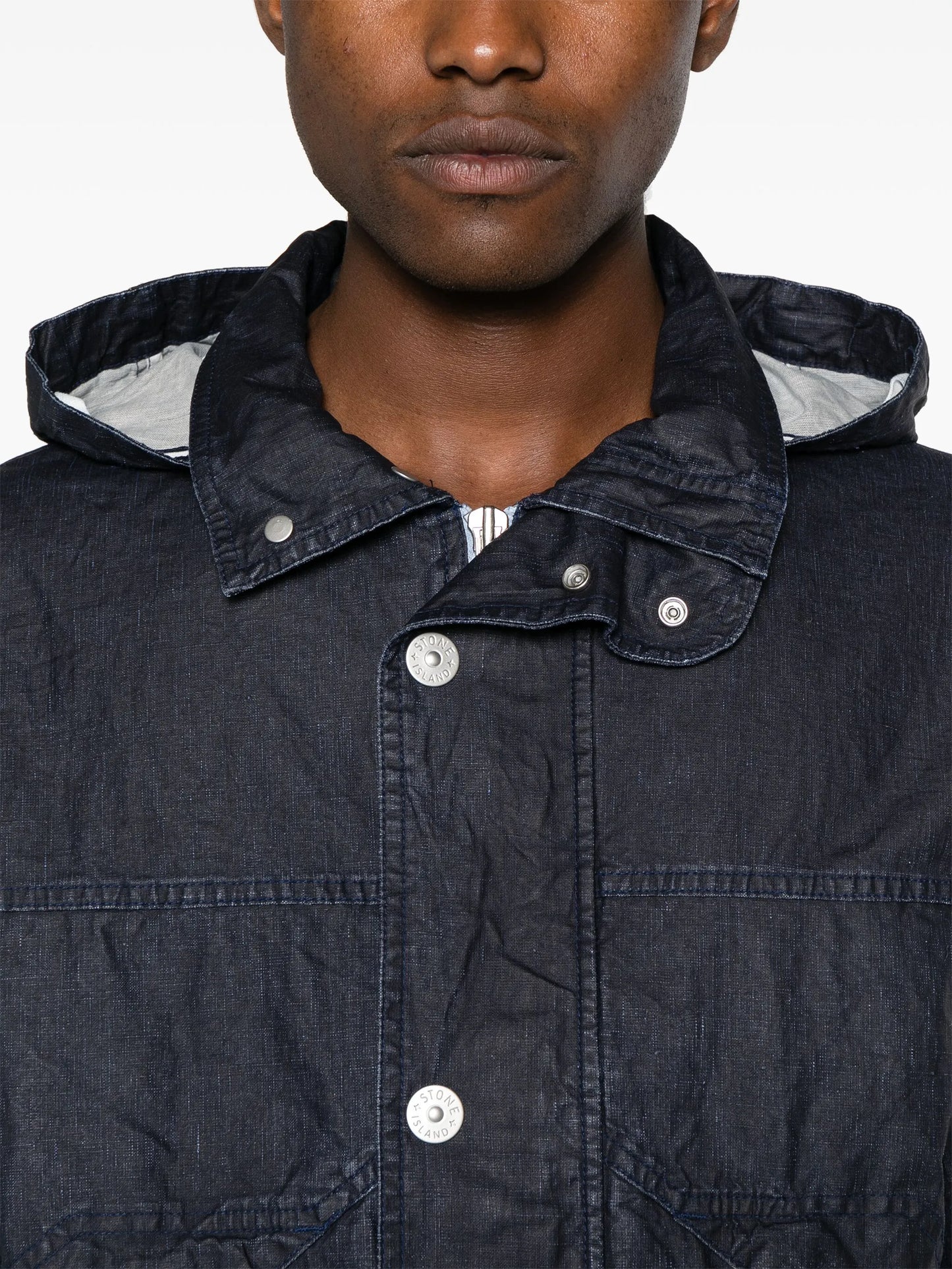 Raw Plated linen hooded jacket