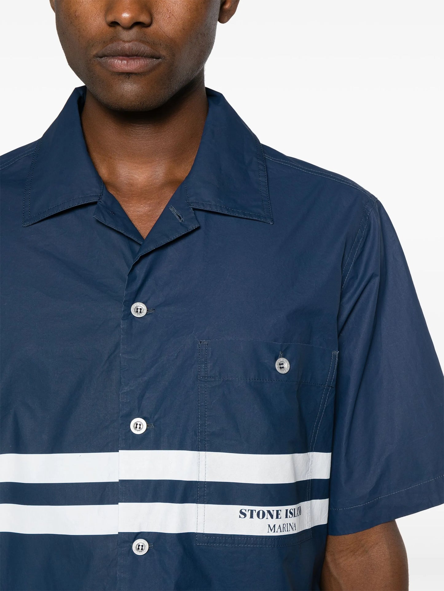 stripe-detail cotton overshirt
