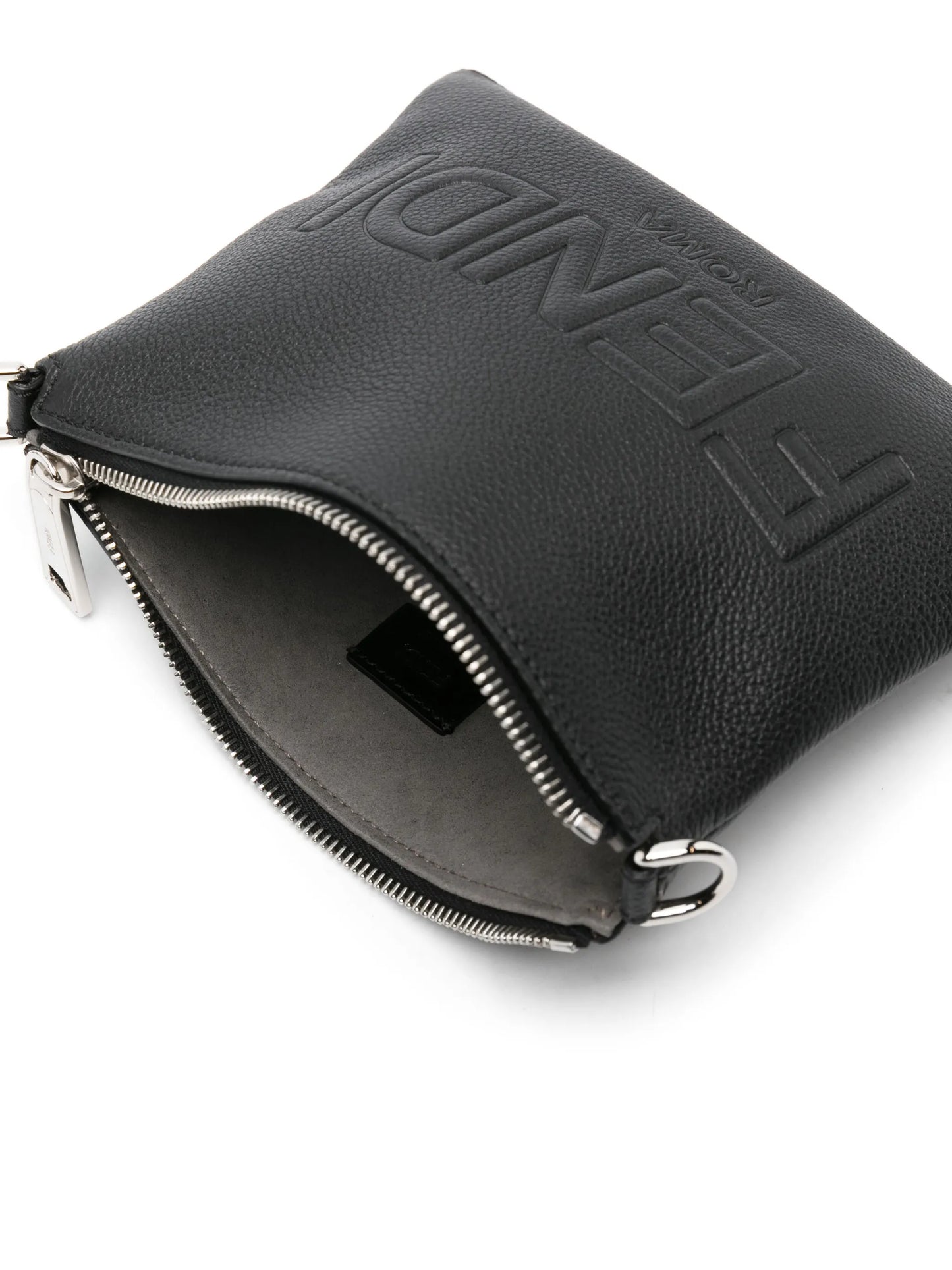 logo-embossed leather messenger bag