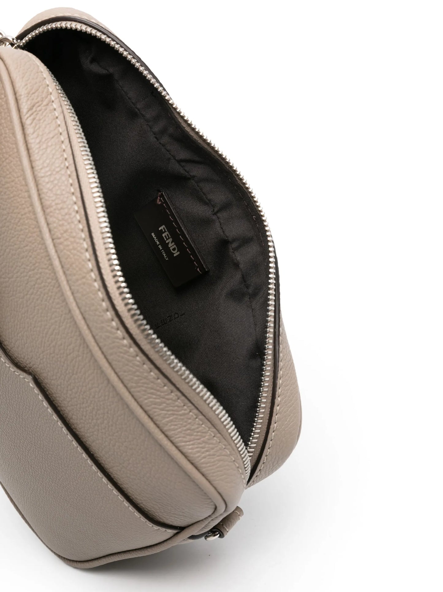 logo-embossed leather camera case