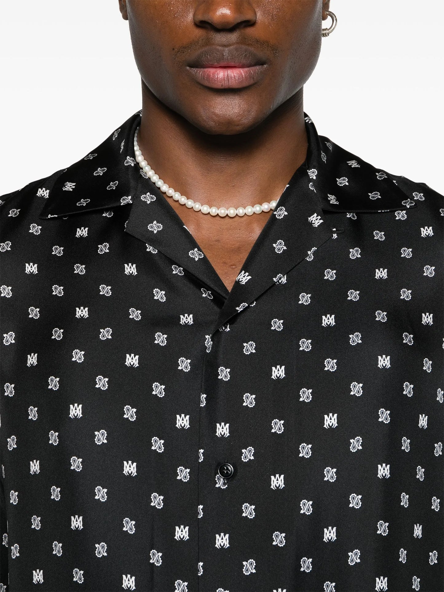 mix-print silk shirt