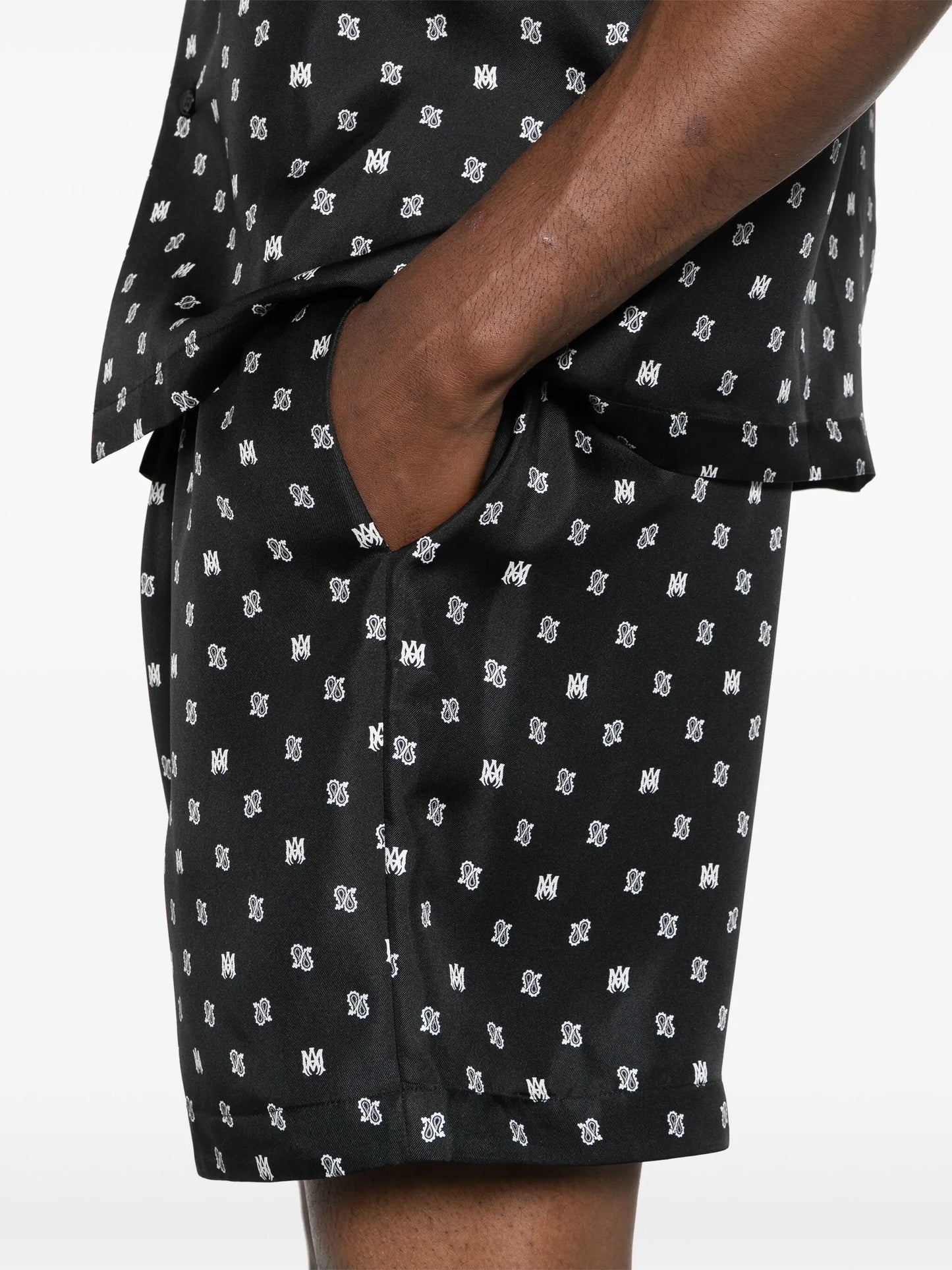 monogram paisley-print silk shorts