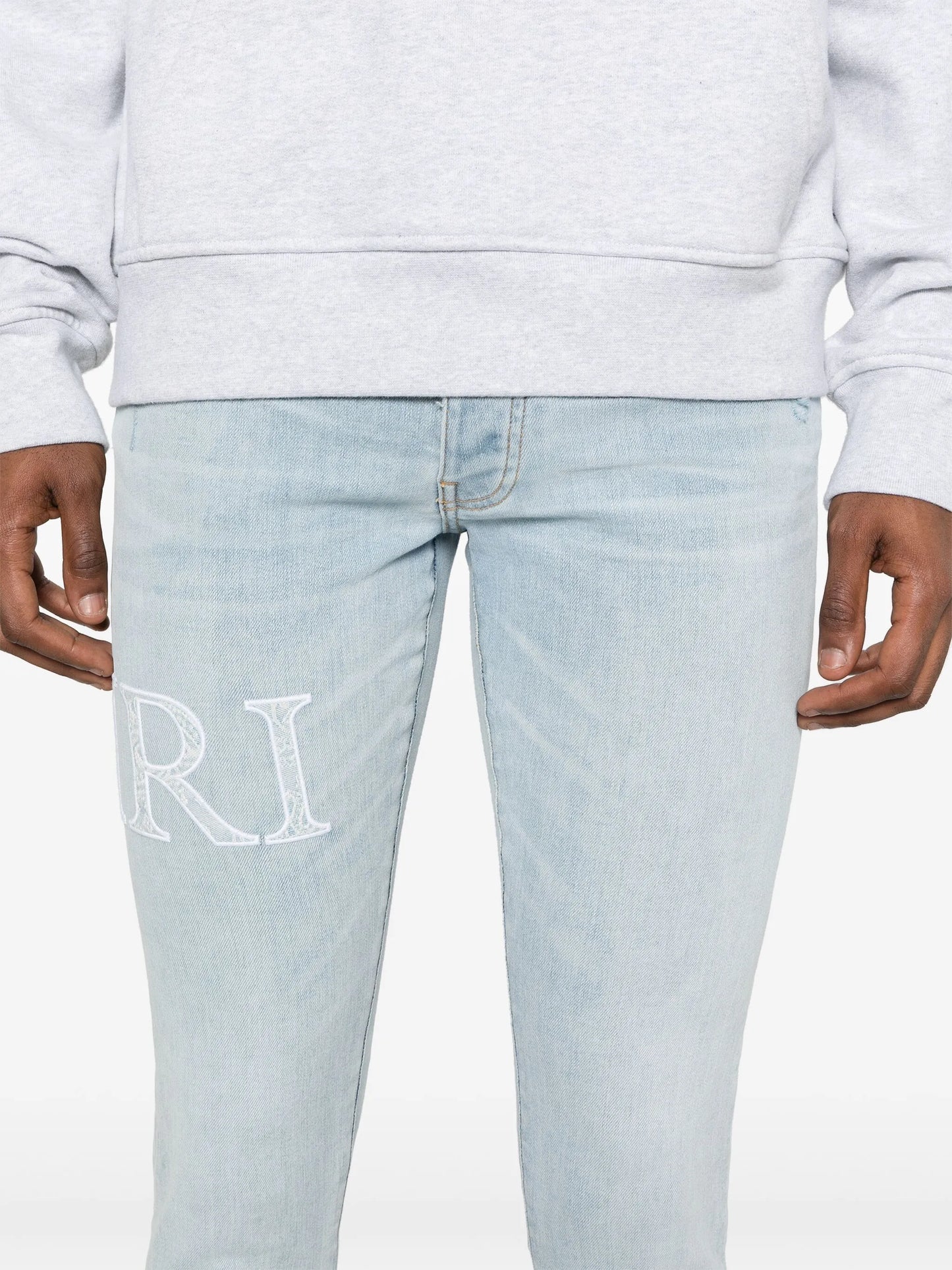 bandana-jacquard logo-appliqué jeans