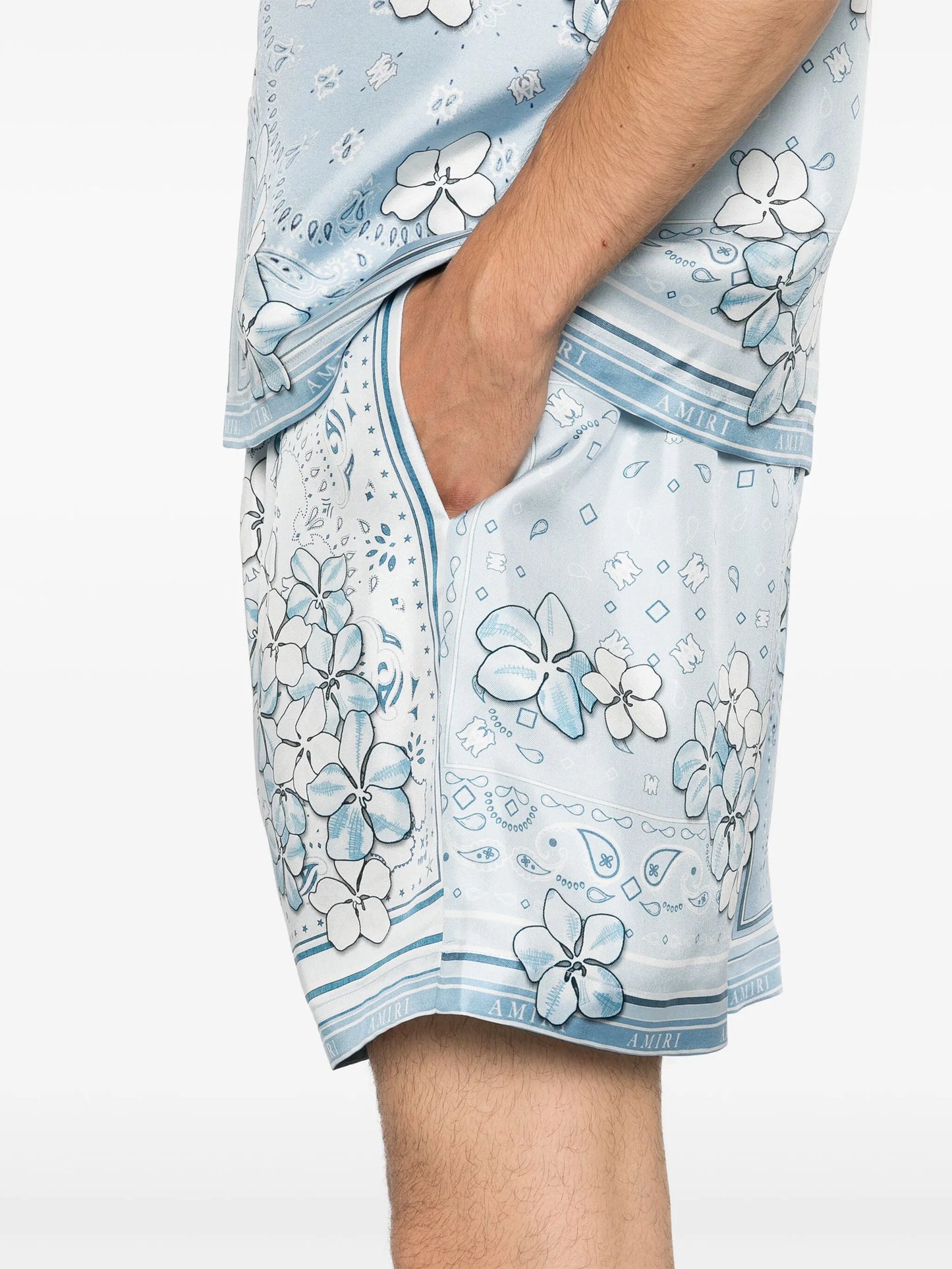 Bandana floral silk shorts