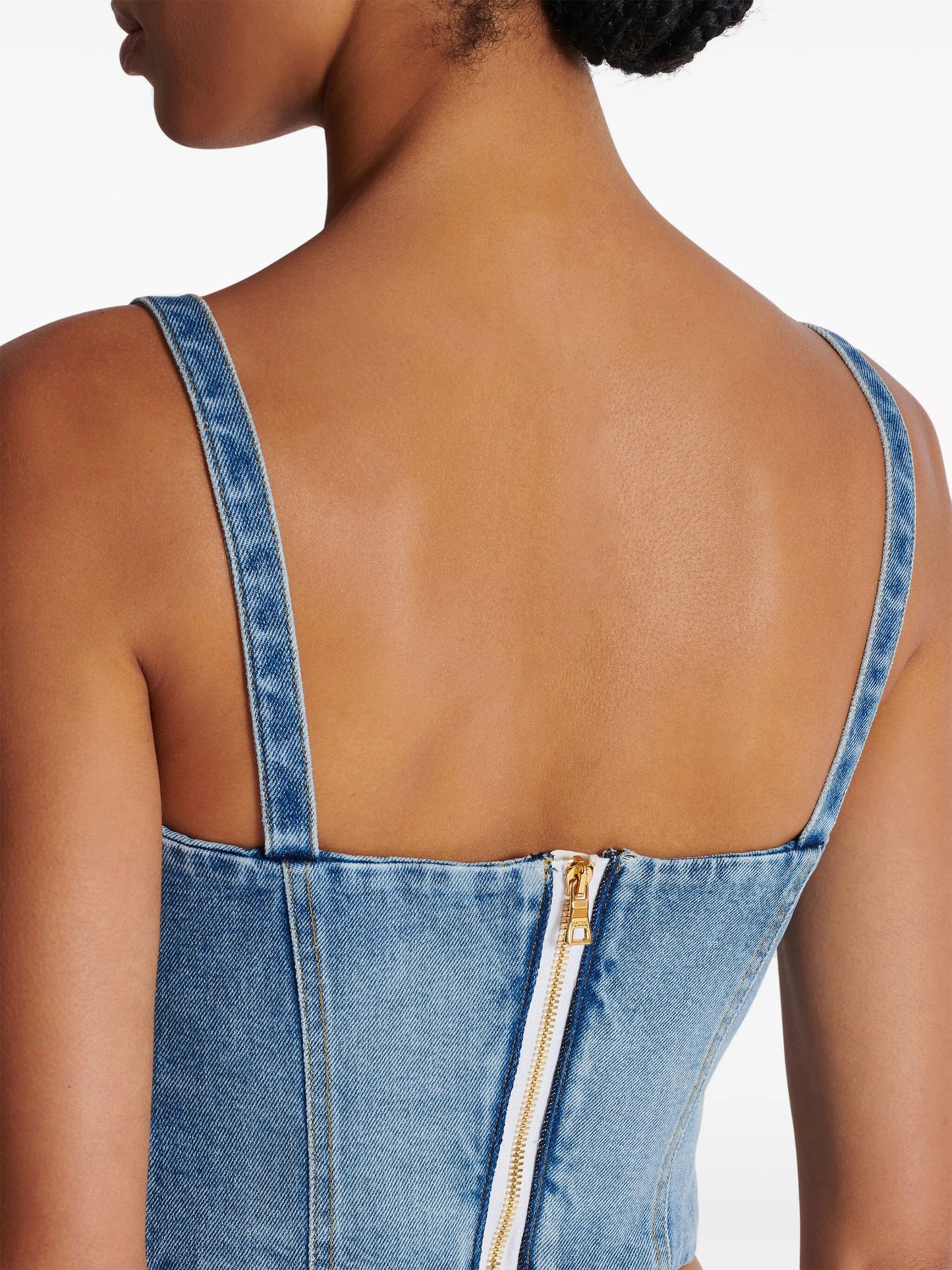 buttonned denim crop top
