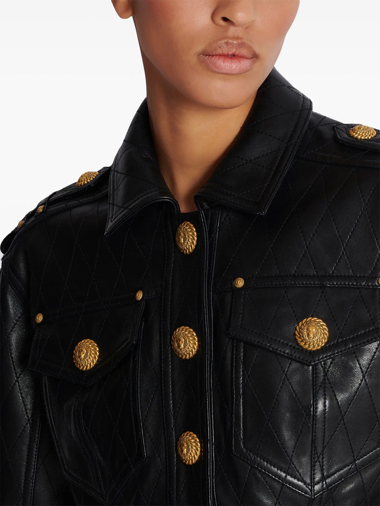 quilted leather cropped jacket