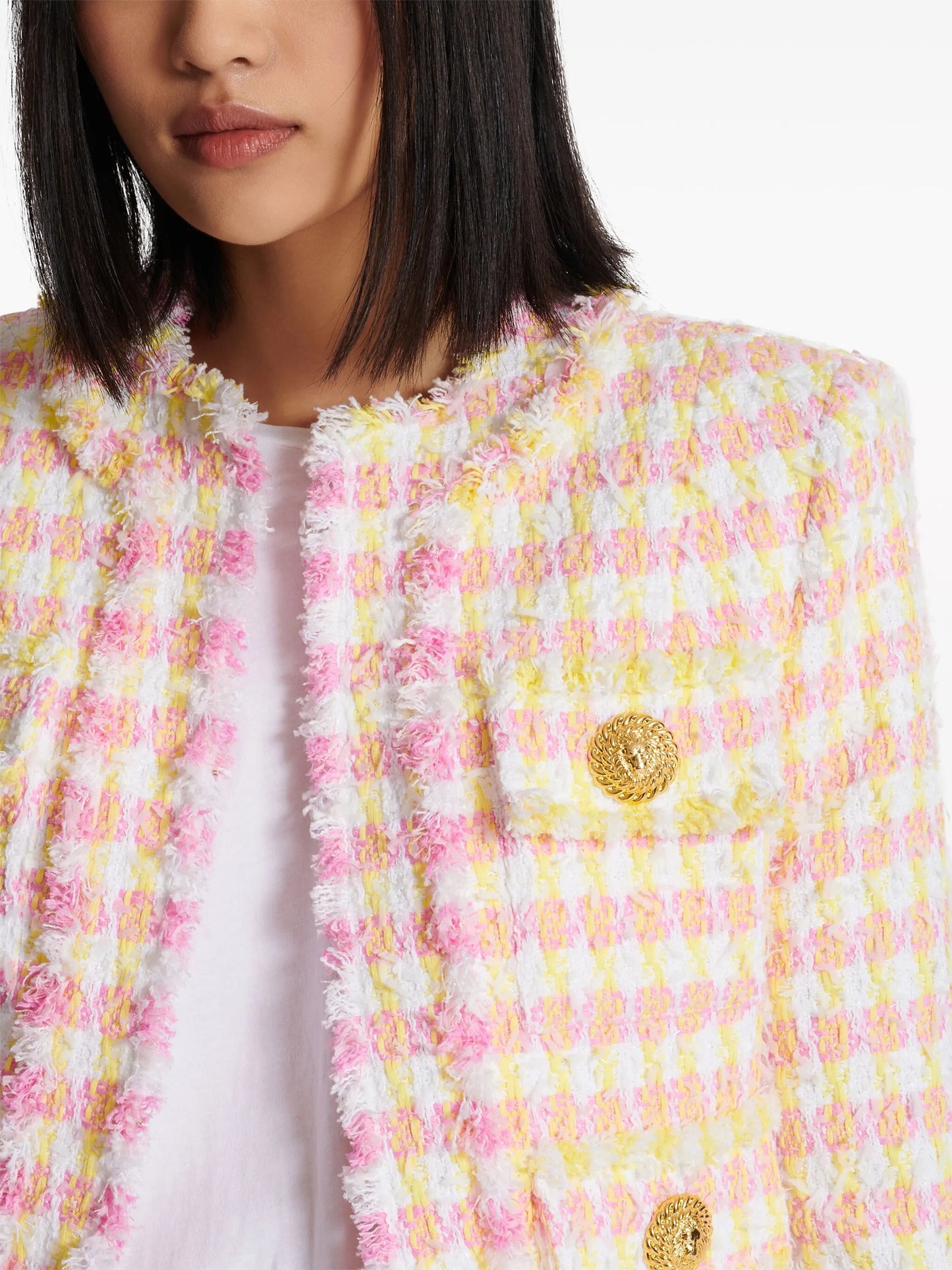 gingham tweed jacket