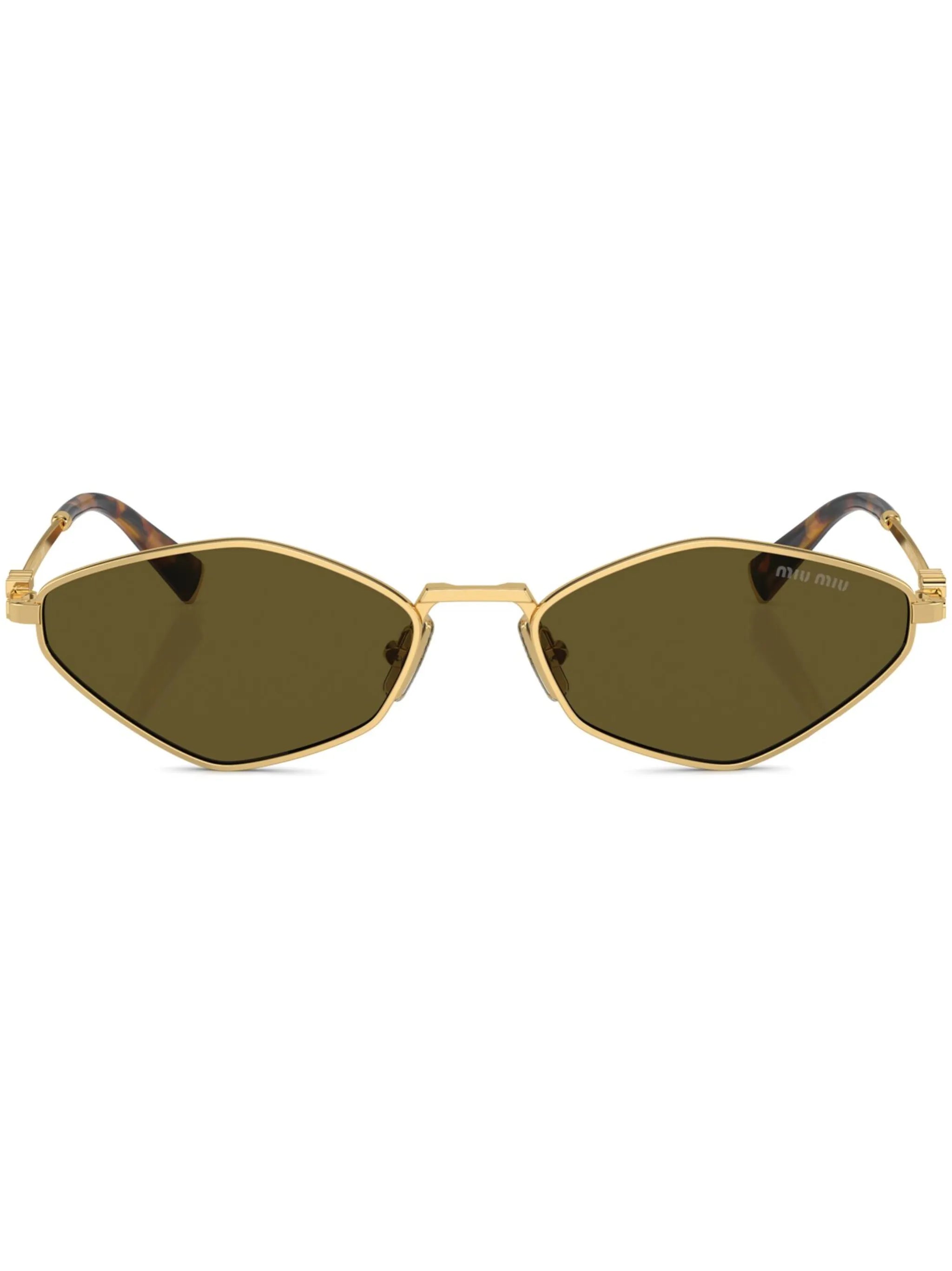 logo-lettering geometric-frame sunglasses
