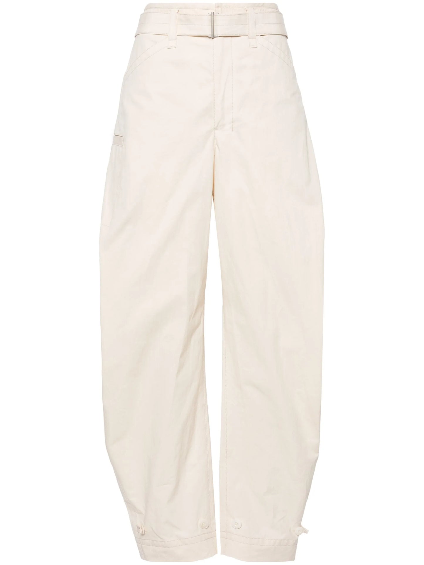 belted tapered-leg trousers