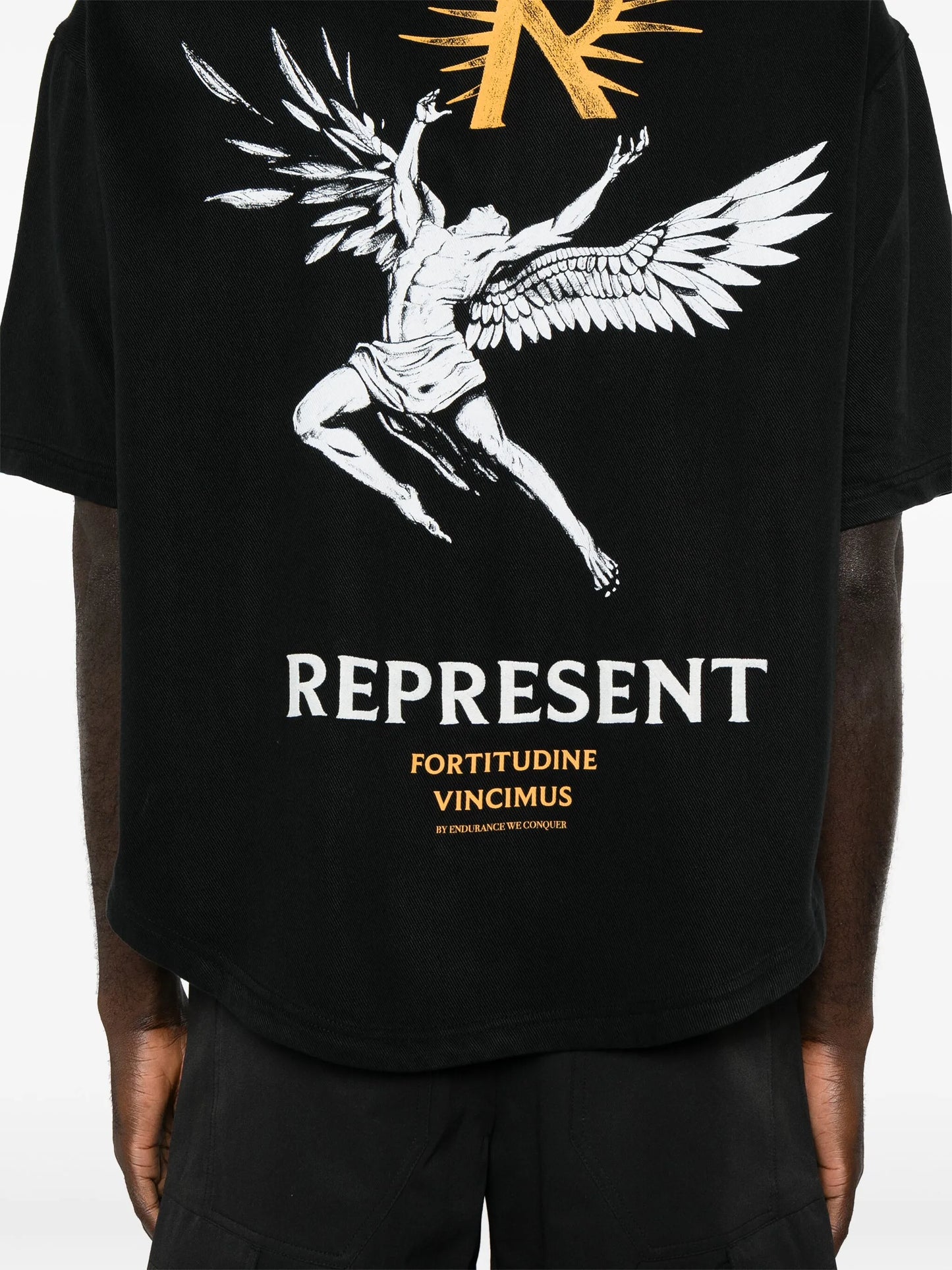 Icarus-print press-stud shirt