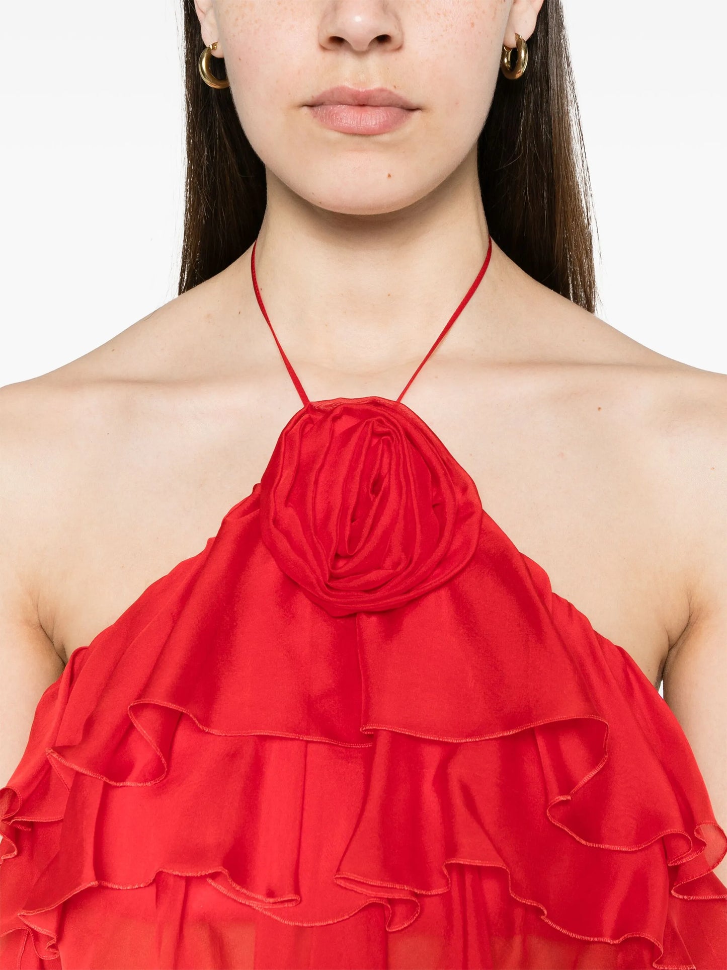sash-detail ruffled crop top
