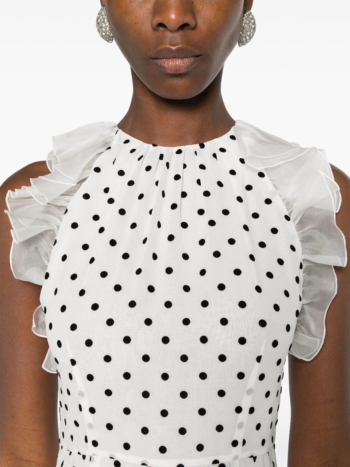 flocking polka-dot maxi dress
