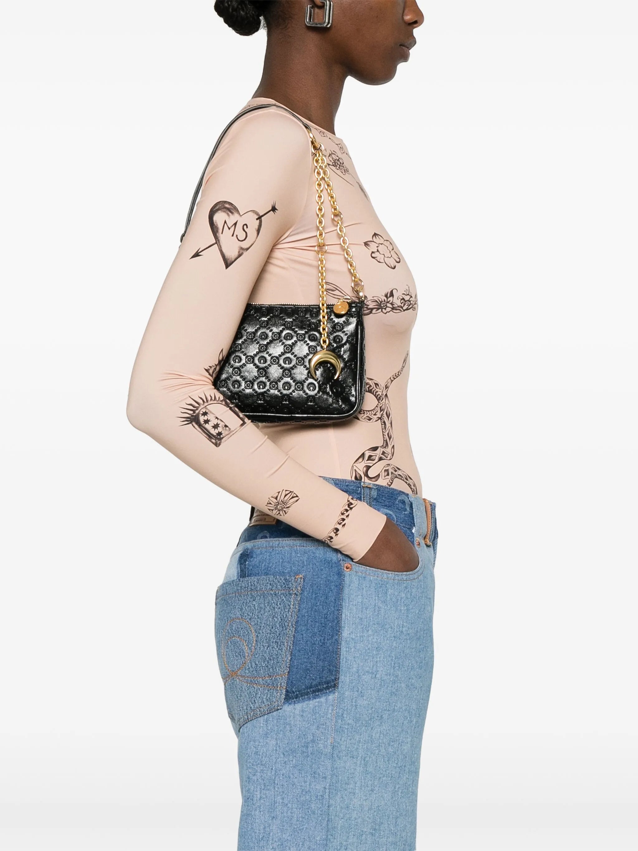 Moonogram-embossed shoulder bag