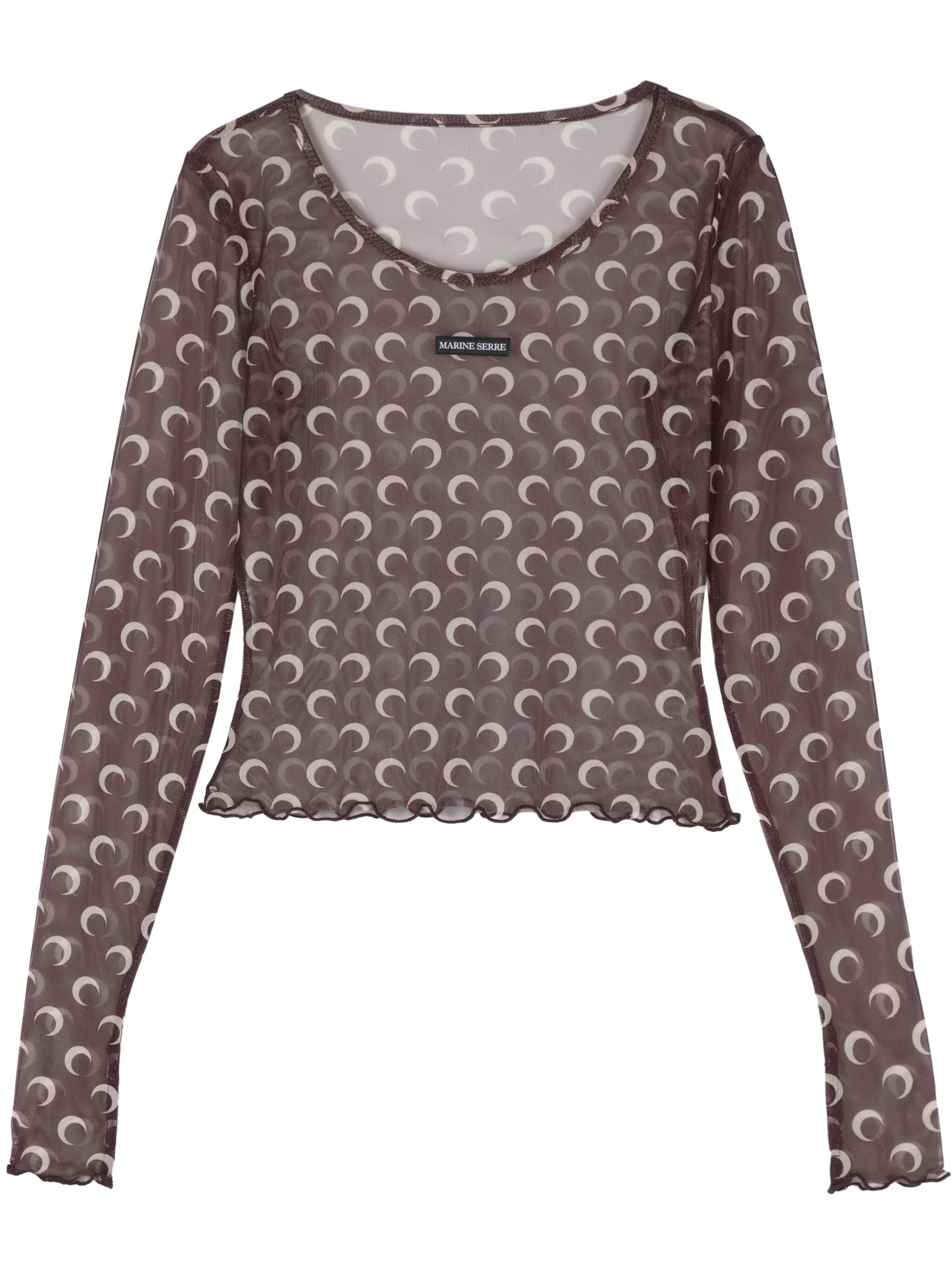 Moon-print mesh crop top