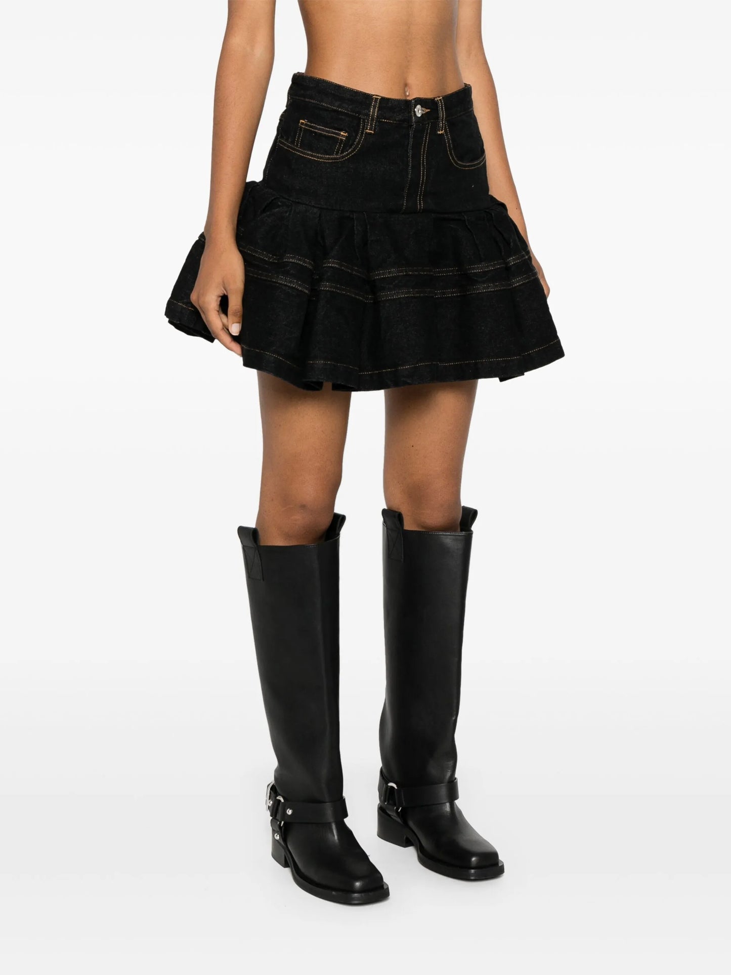 denim mini b skirt