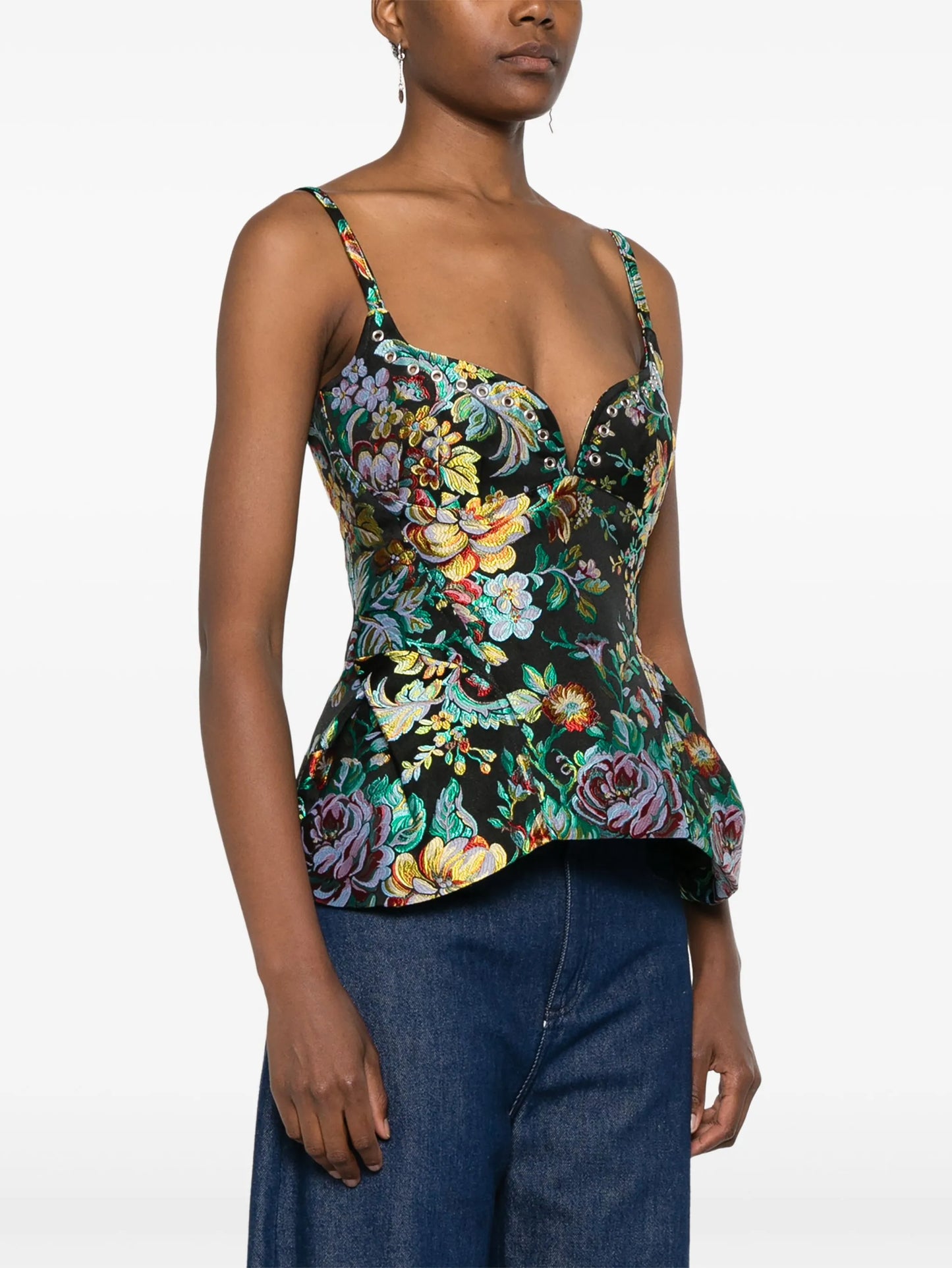 brocade corset-style top