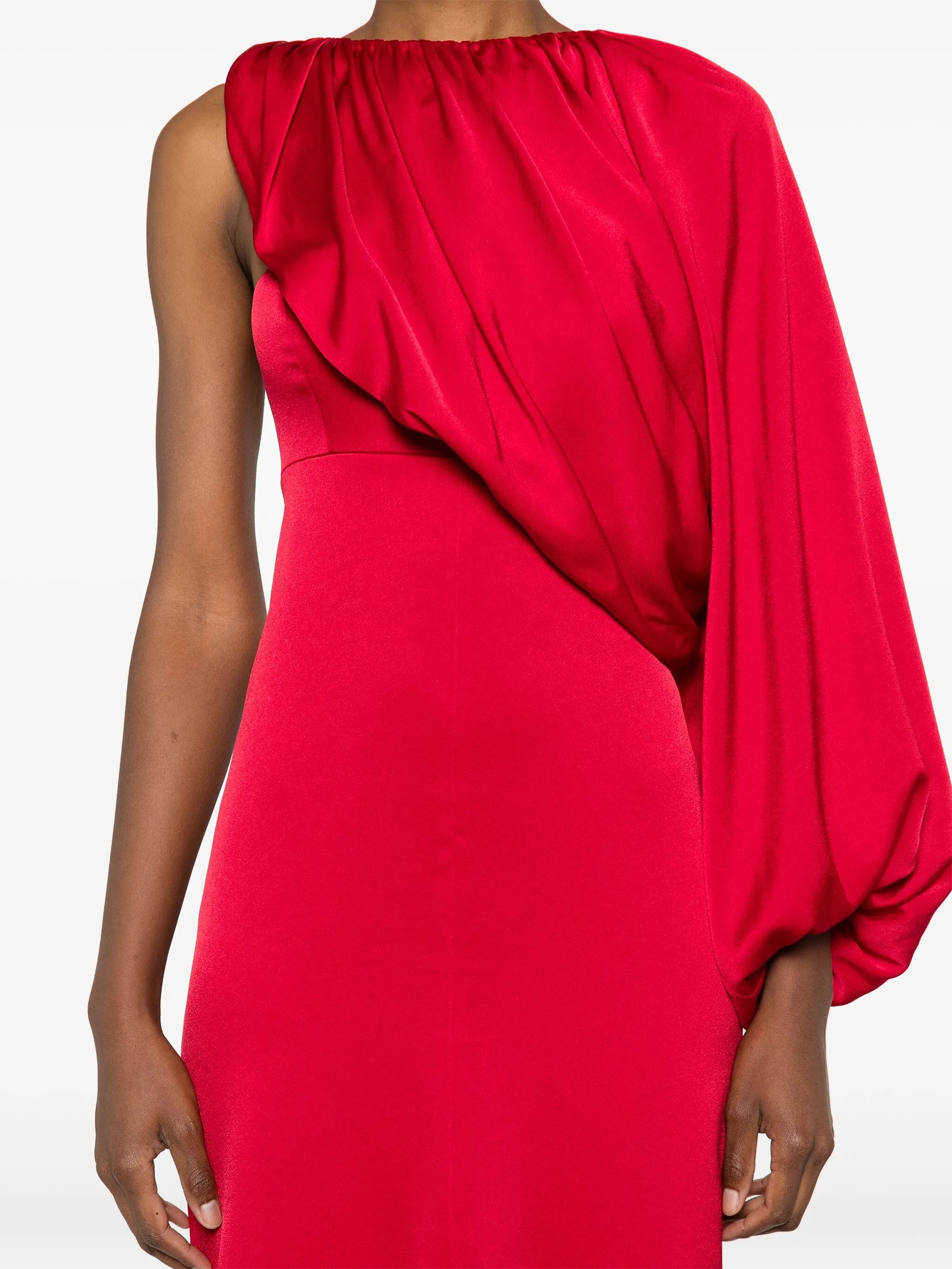 single-sleeve midi dress
