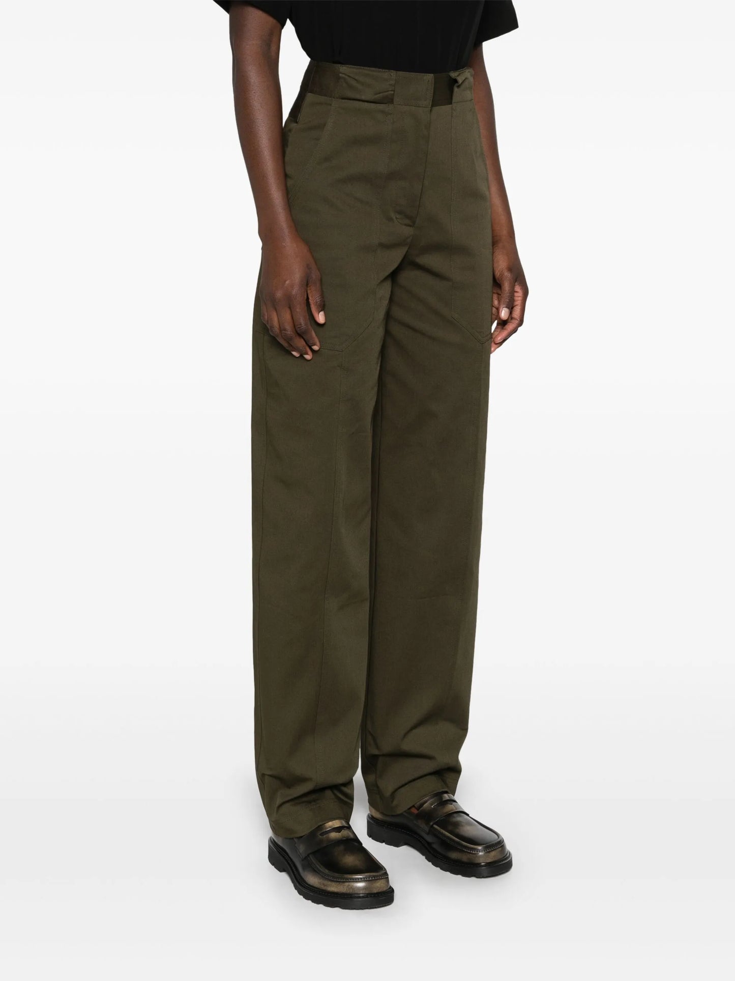 tapered-leg twill trousers