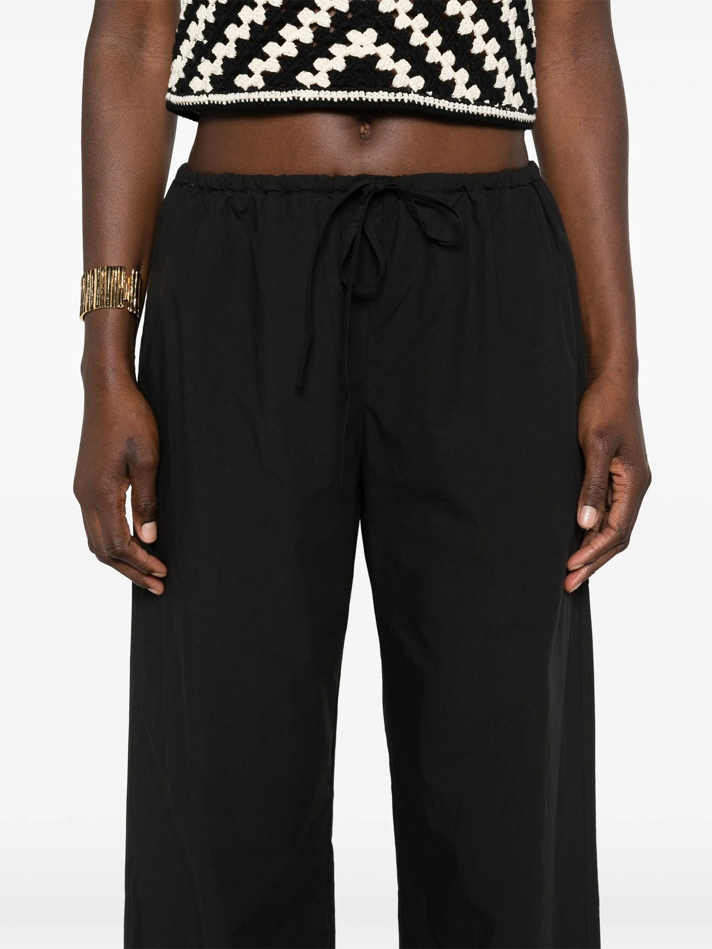 drawstring-waist organic cotton trousers