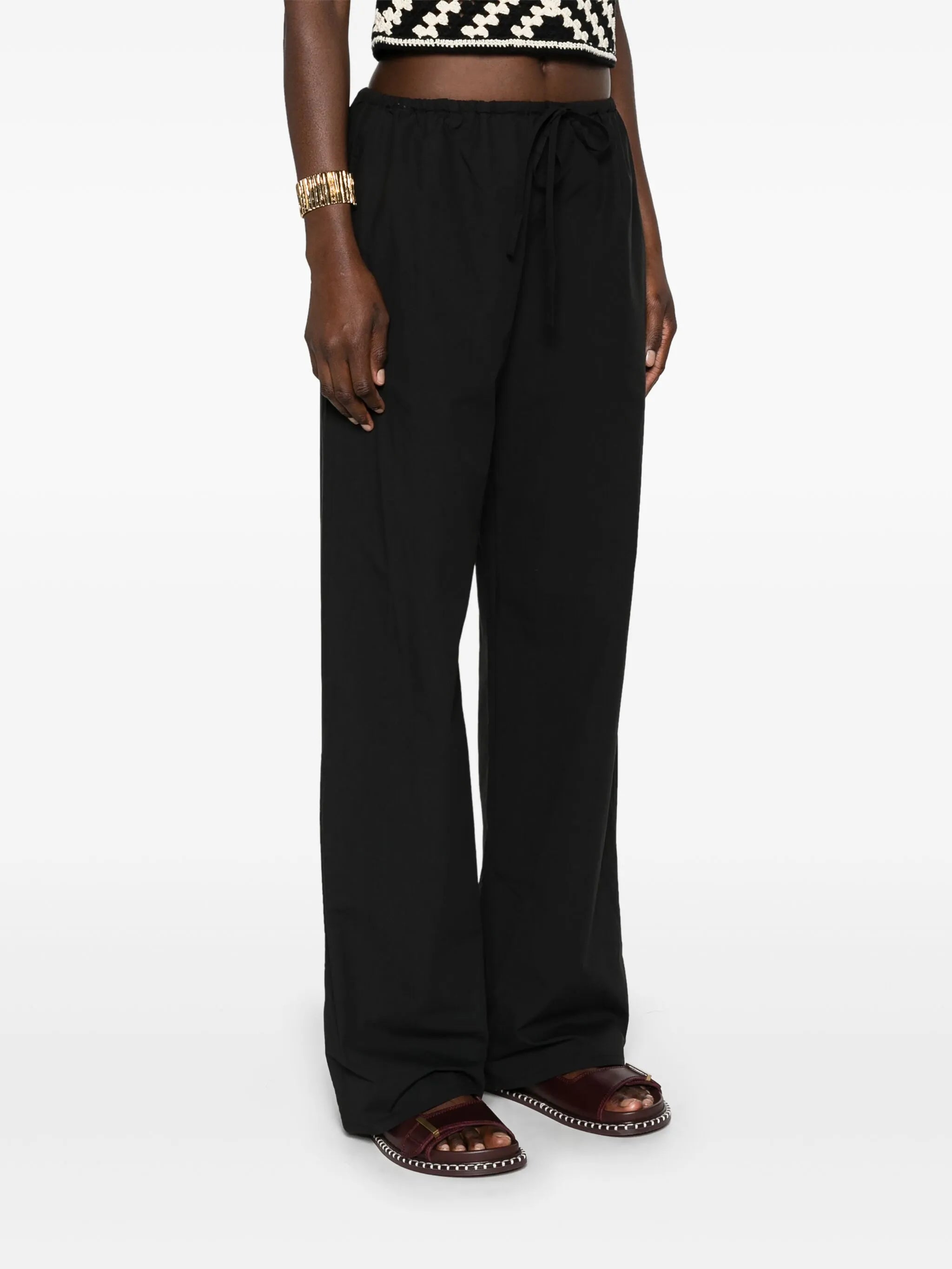 drawstring-waist organic cotton trousers