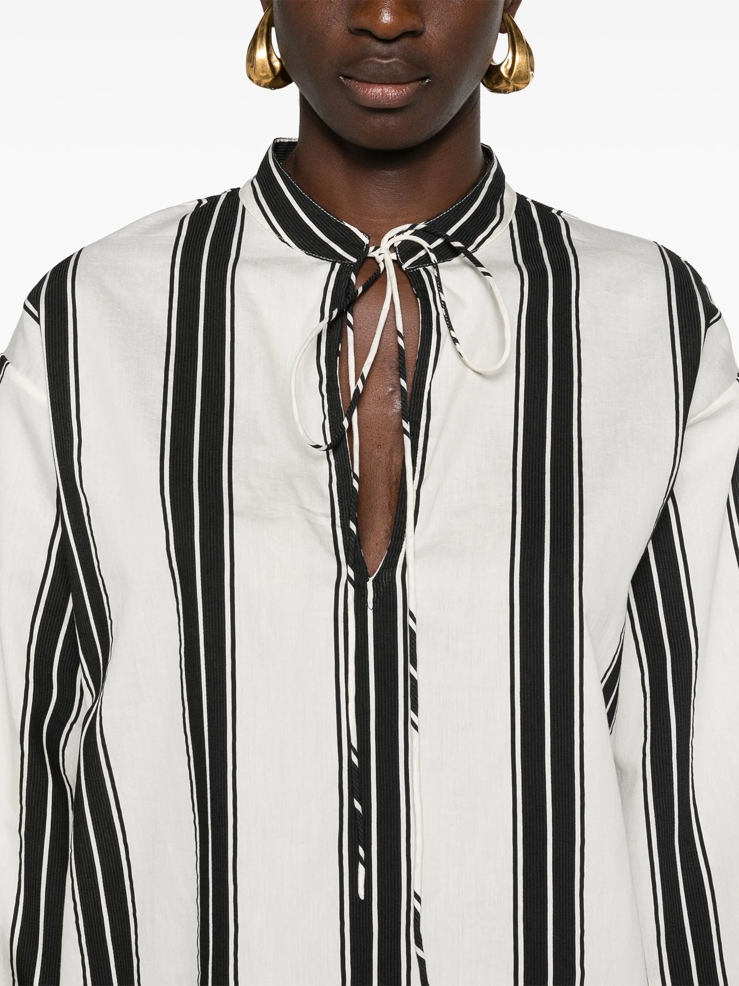 striped V-neck blouse