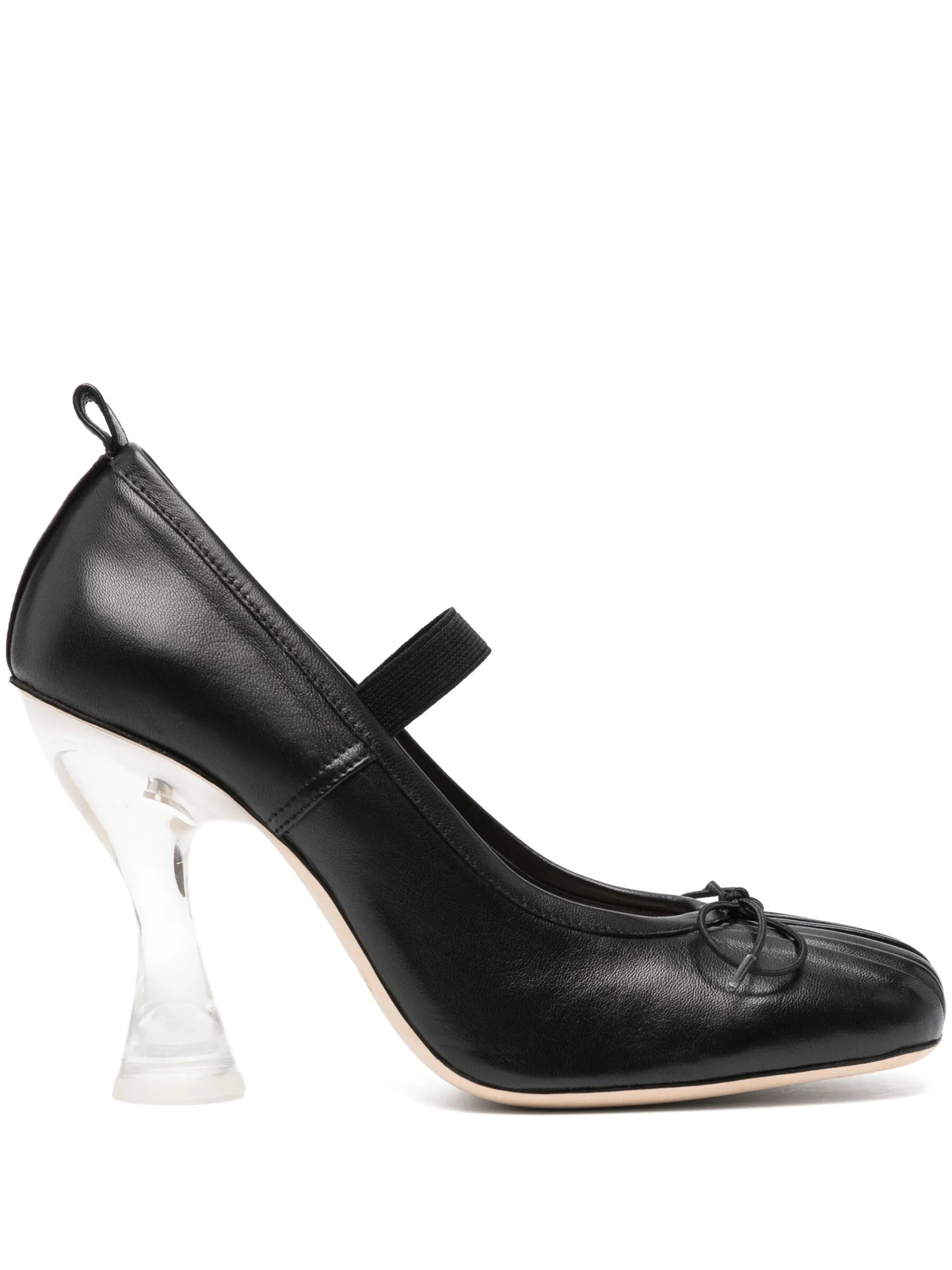 heeled leather ballerina shoes