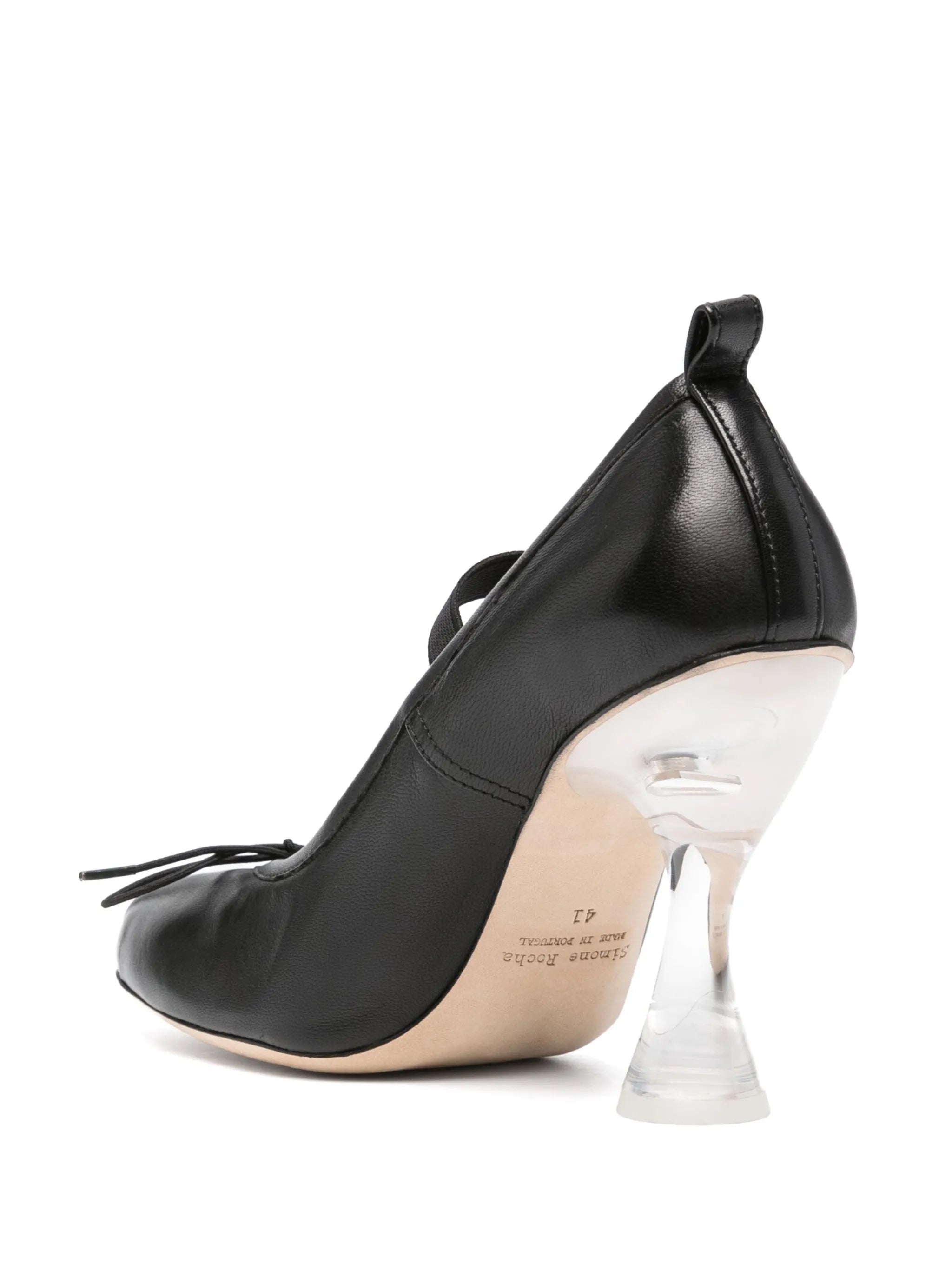 heeled leather ballerina shoes