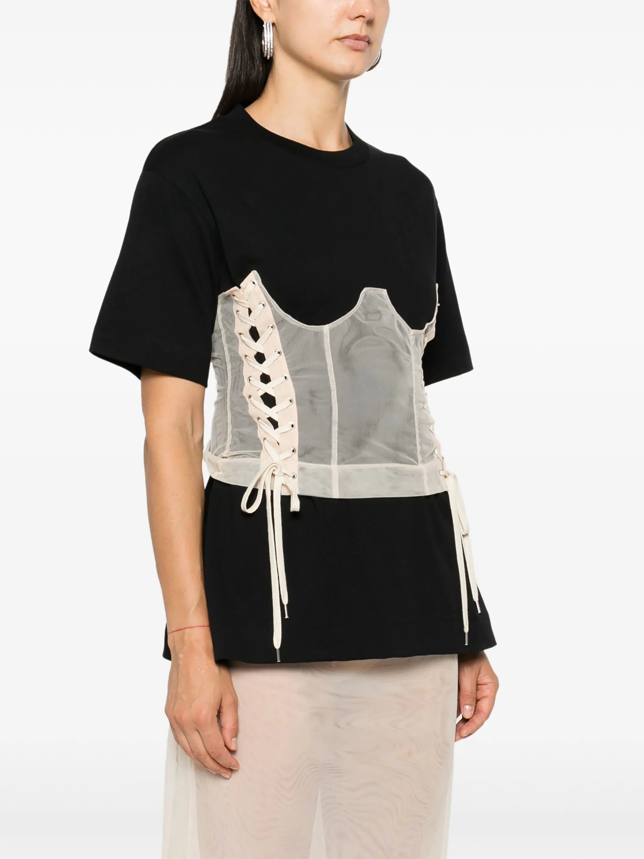 corset-insert short-sleeve T-shirt
