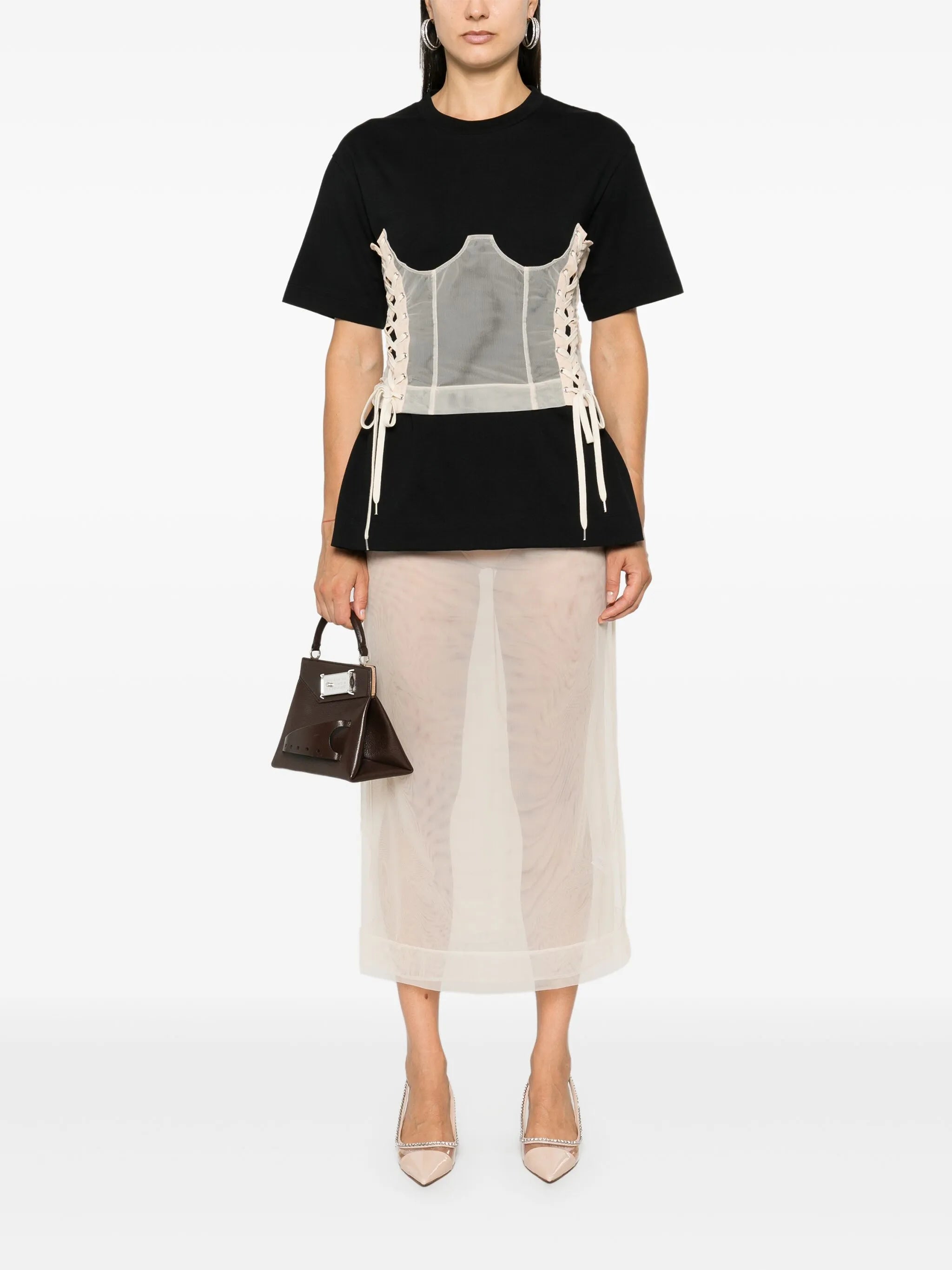 corset-insert short-sleeve T-shirt