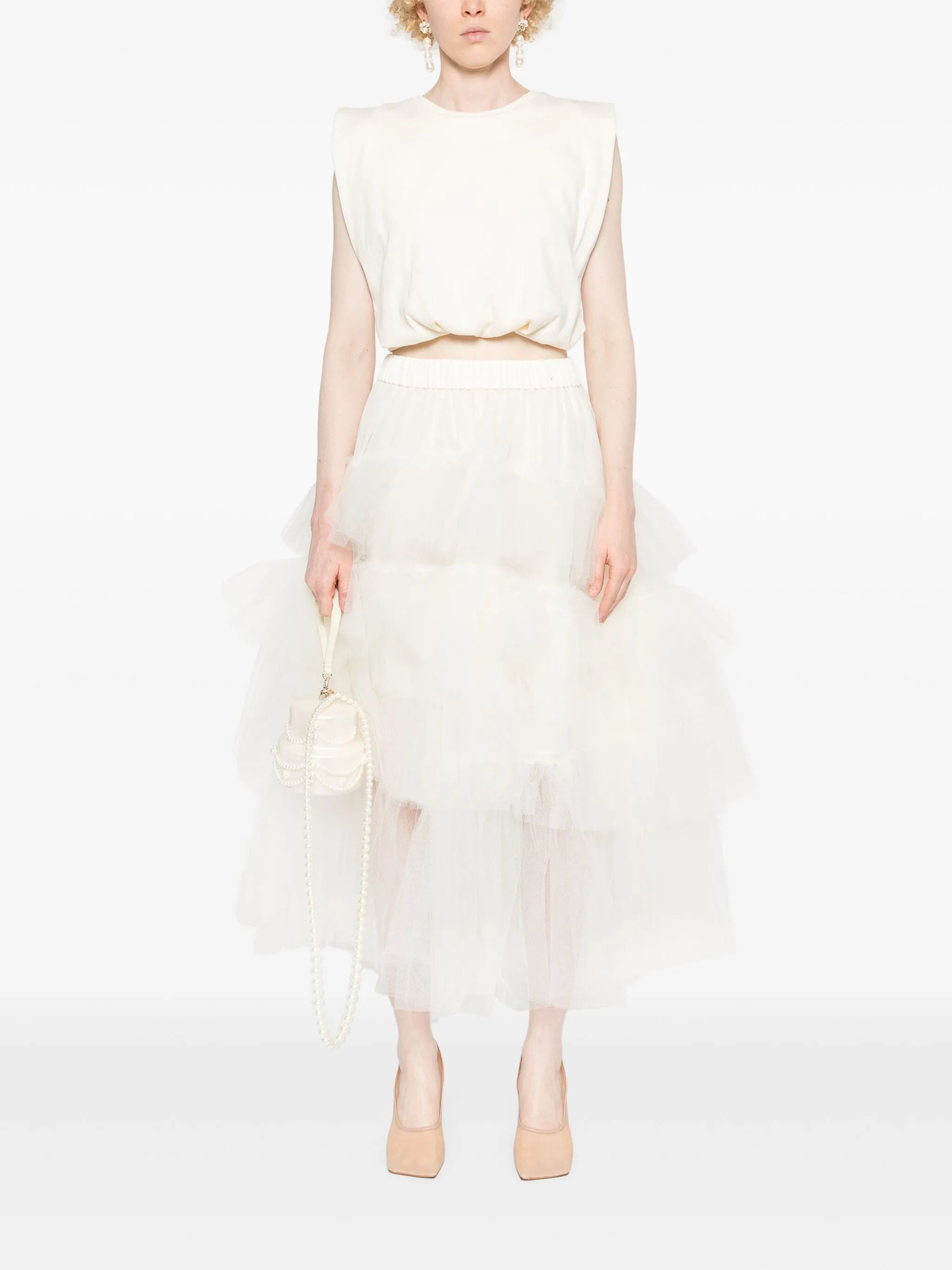 tulle midi skirt