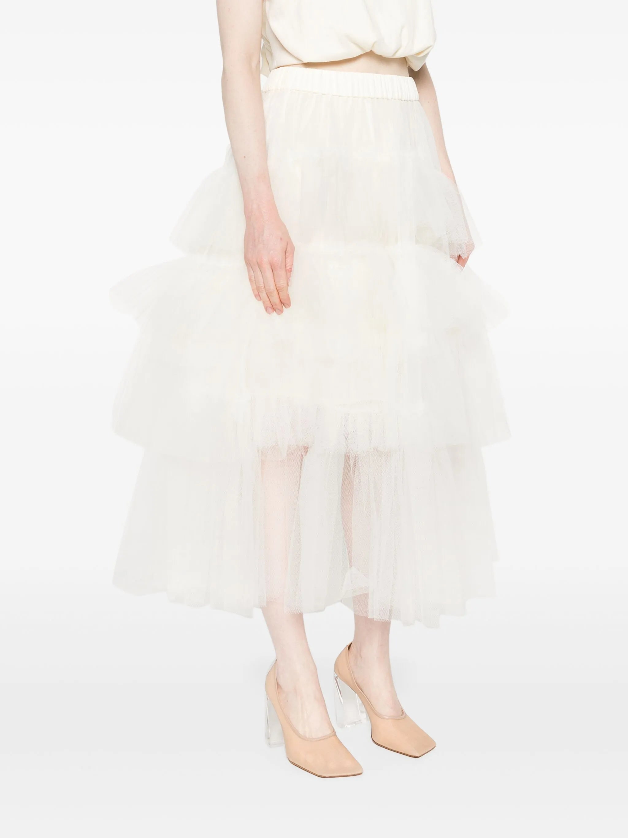 tulle midi skirt