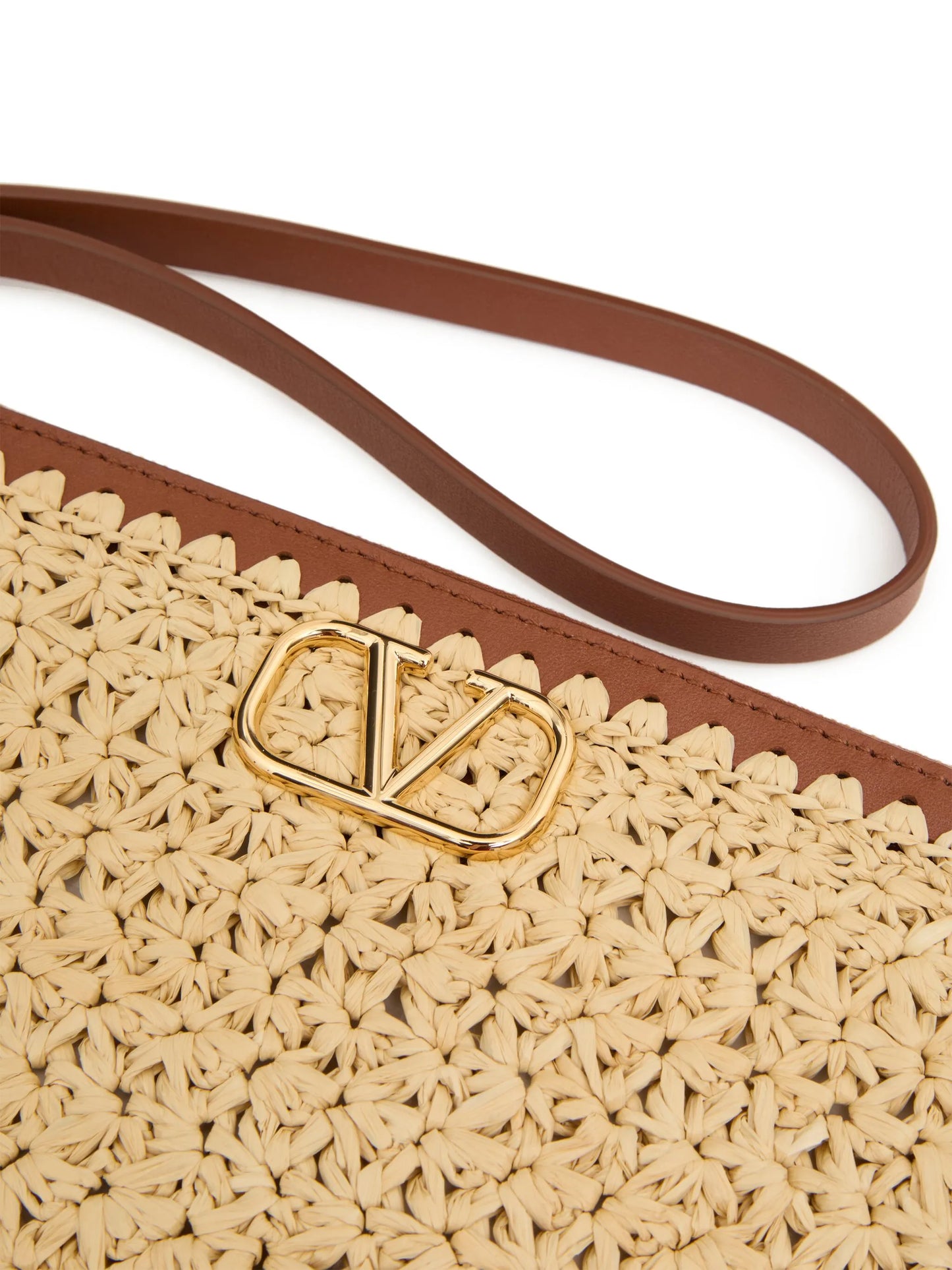 VLogo Signature raffia clutch bag