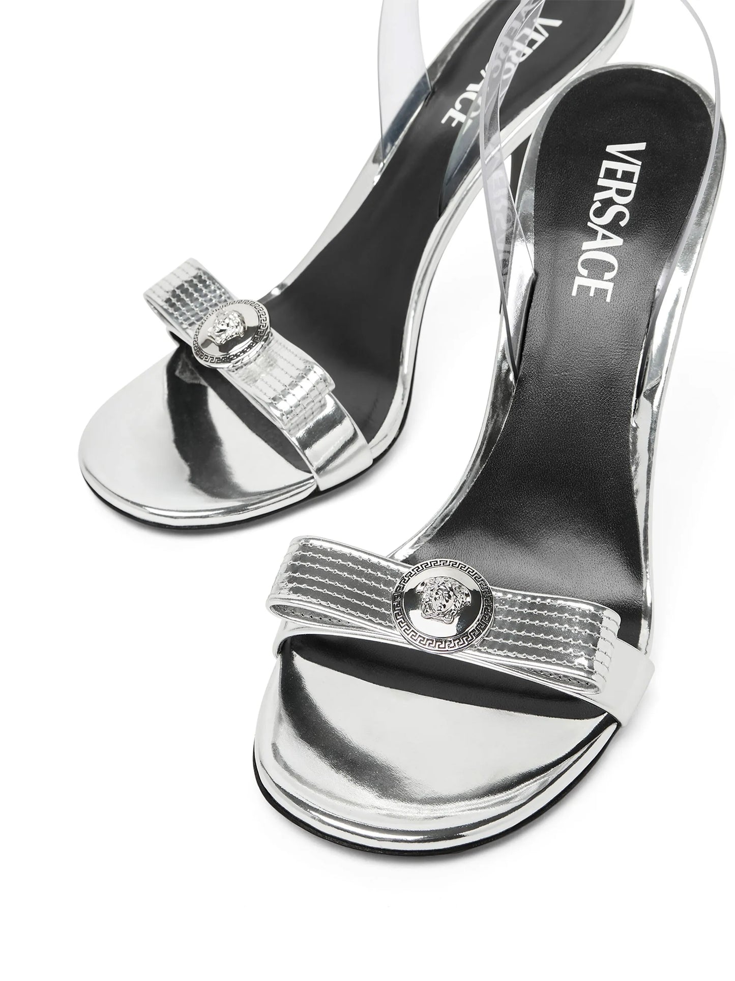 Gianni Ribbon 110mm metallic sandals