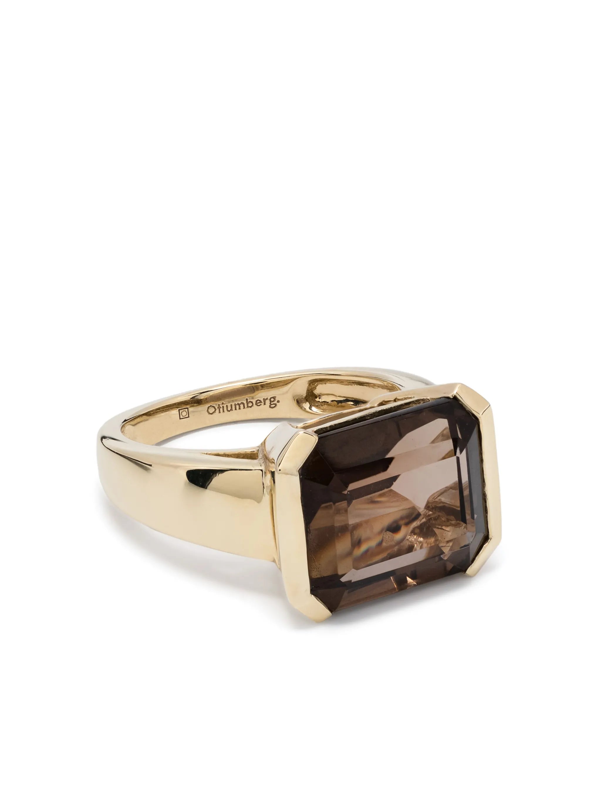 9kt yellow gold Domino quartz solitaire ring
