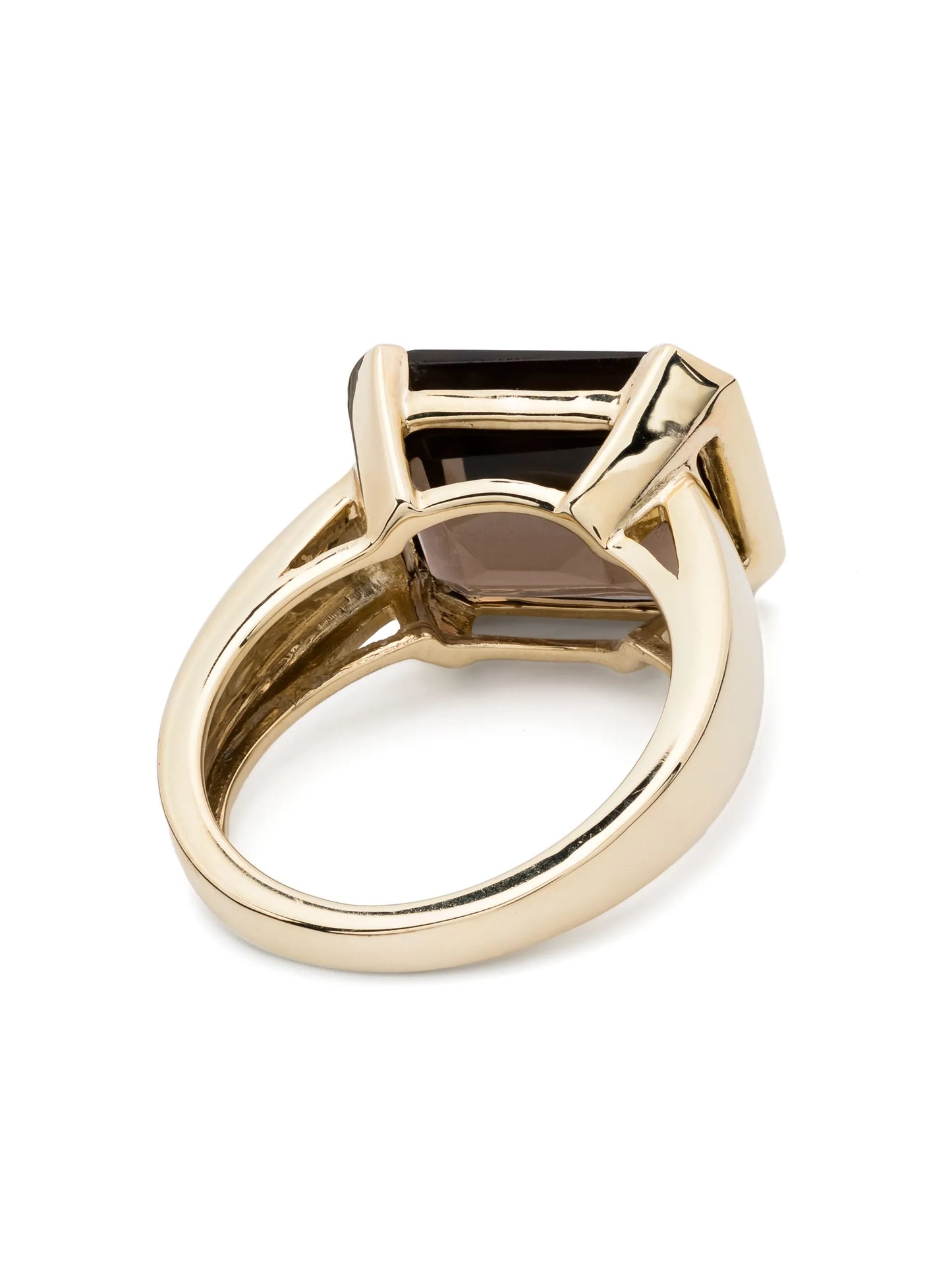 9kt yellow gold Domino quartz solitaire ring