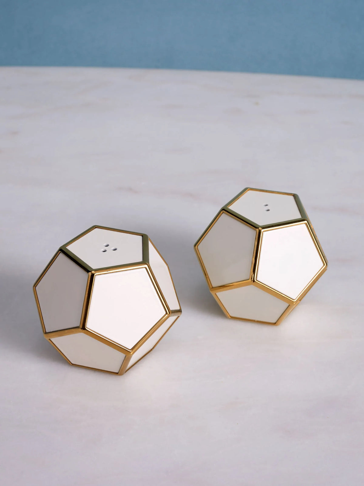 Pentagon spice jewels - white + gold (set of 2
