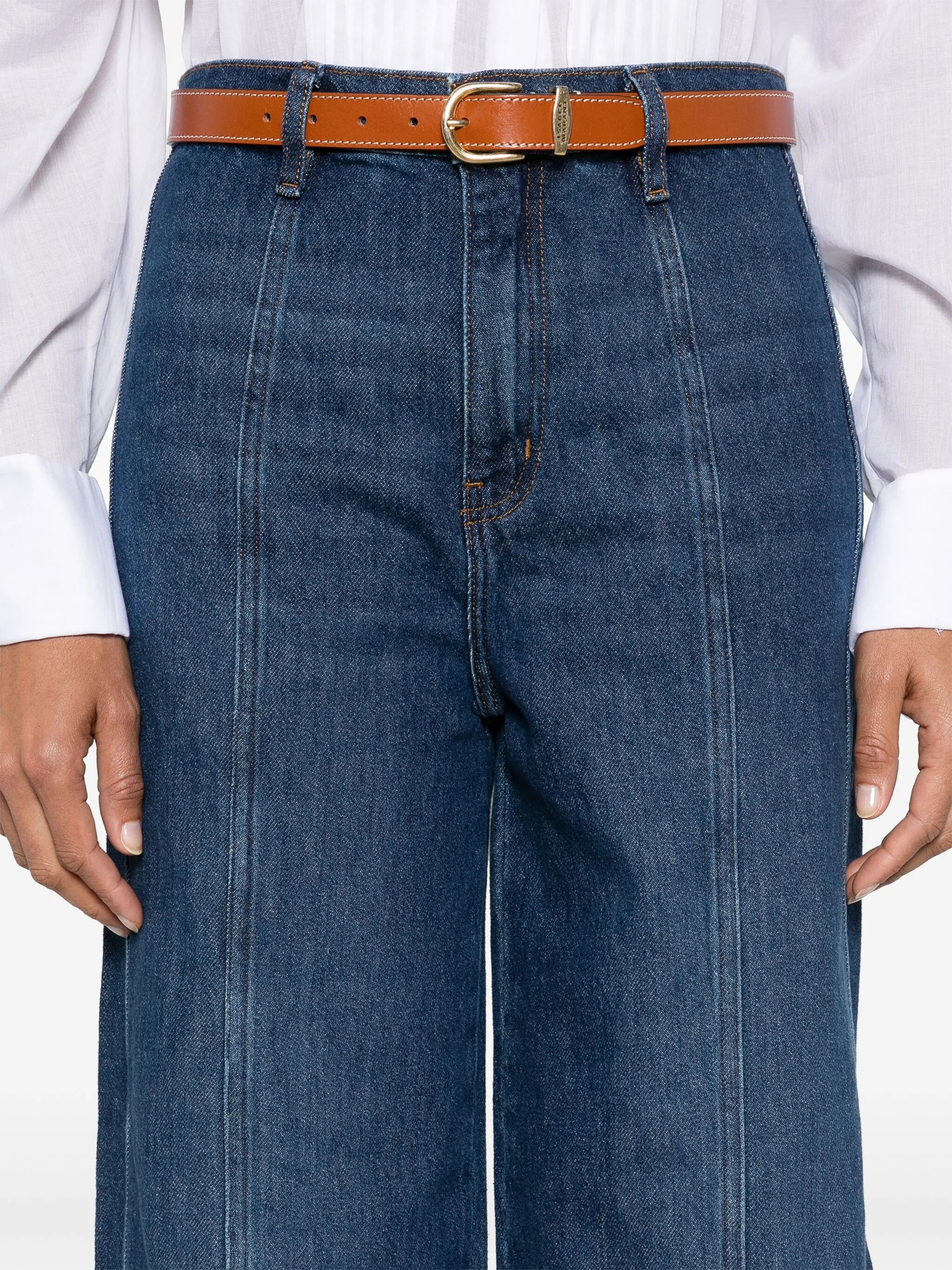 Seamed high-rise wide-leg jeans