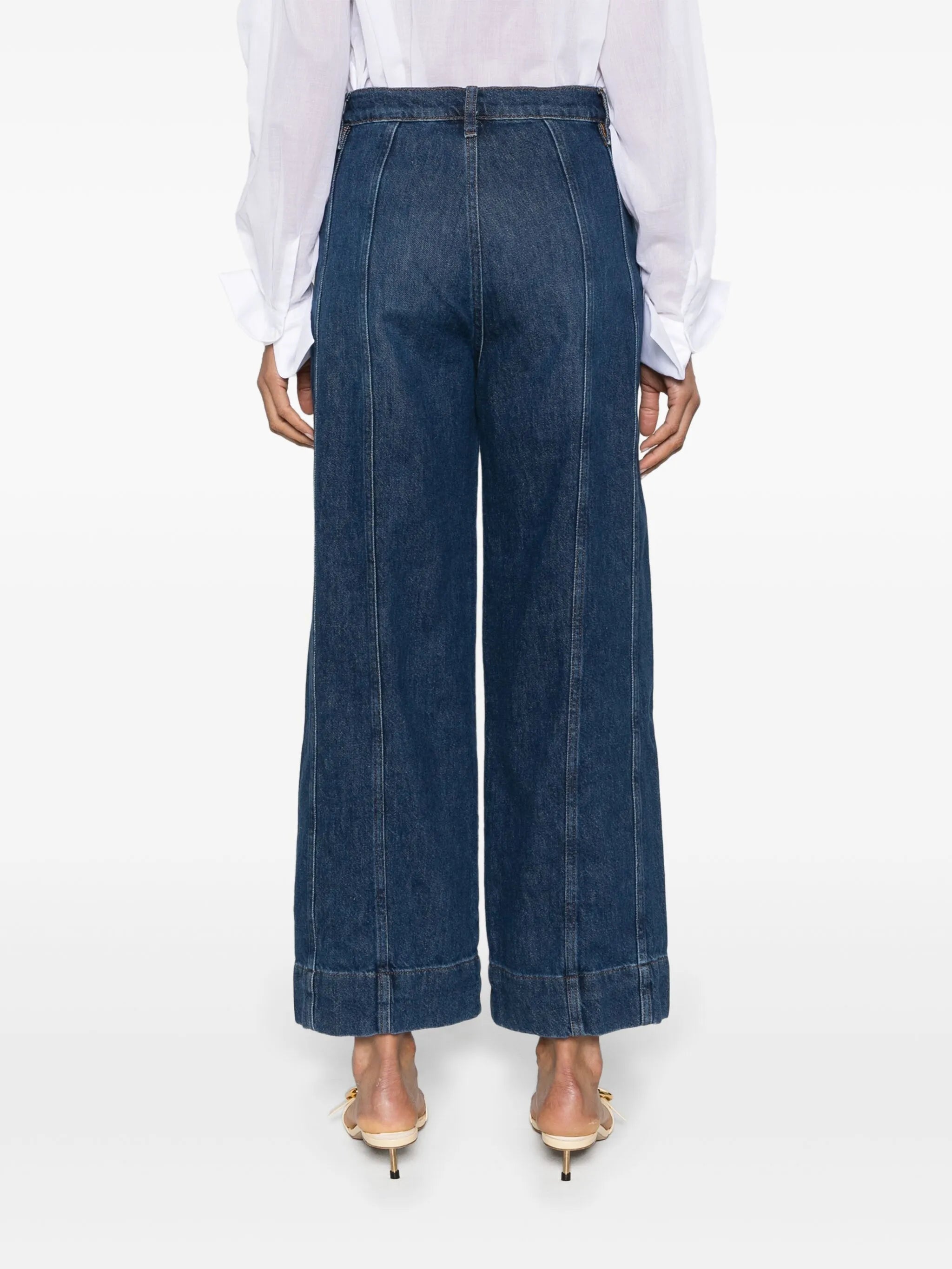 Seamed high-rise wide-leg jeans